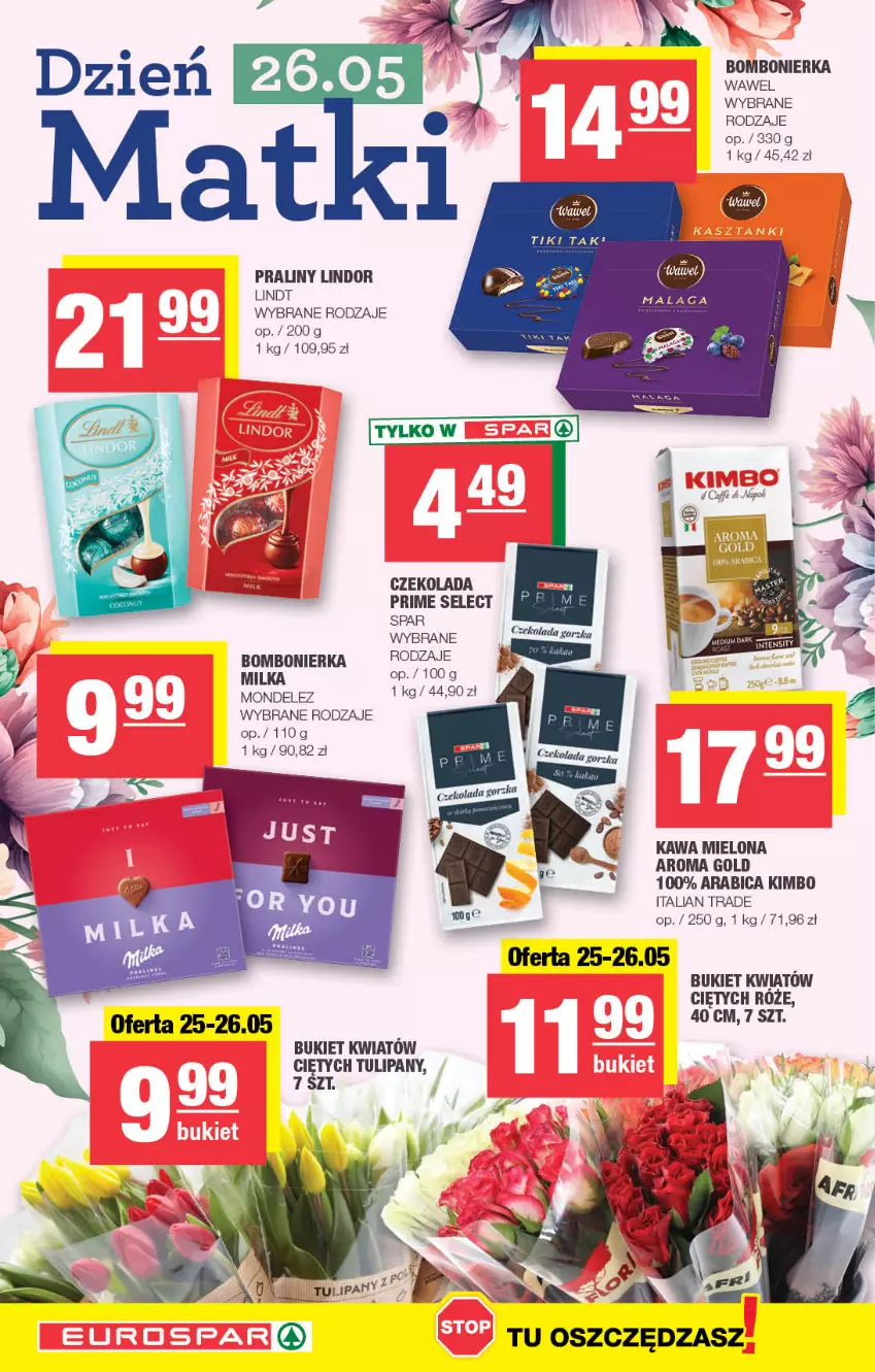 Gazetka promocyjna Spar - EuroSpar - ważna 14.05 do 24.05.2023 - strona 8 - produkty: BIC, Bukiet, Czekolada, Kawa, Kawa mielona, Lindor, Lindt, Milka, Praliny, Tulipan, Wawel