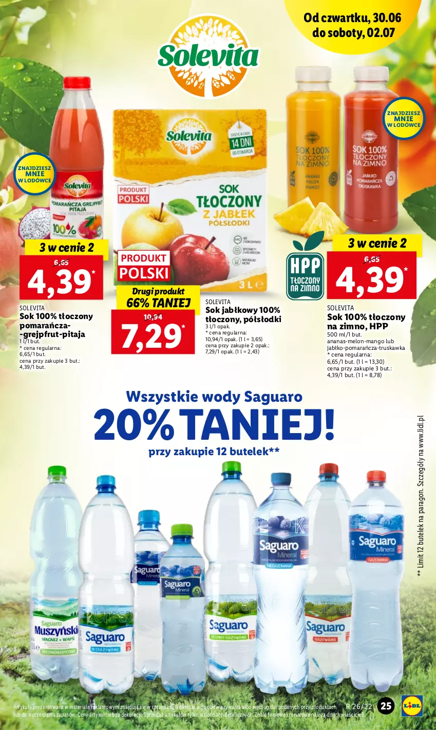 Gazetka promocyjna Lidl - GAZETKA - ważna 30.06 do 02.07.2022 - strona 25 - produkty: Ananas, Grejpfrut, HP, Mango, Melon, Sok, Sok jabłkowy