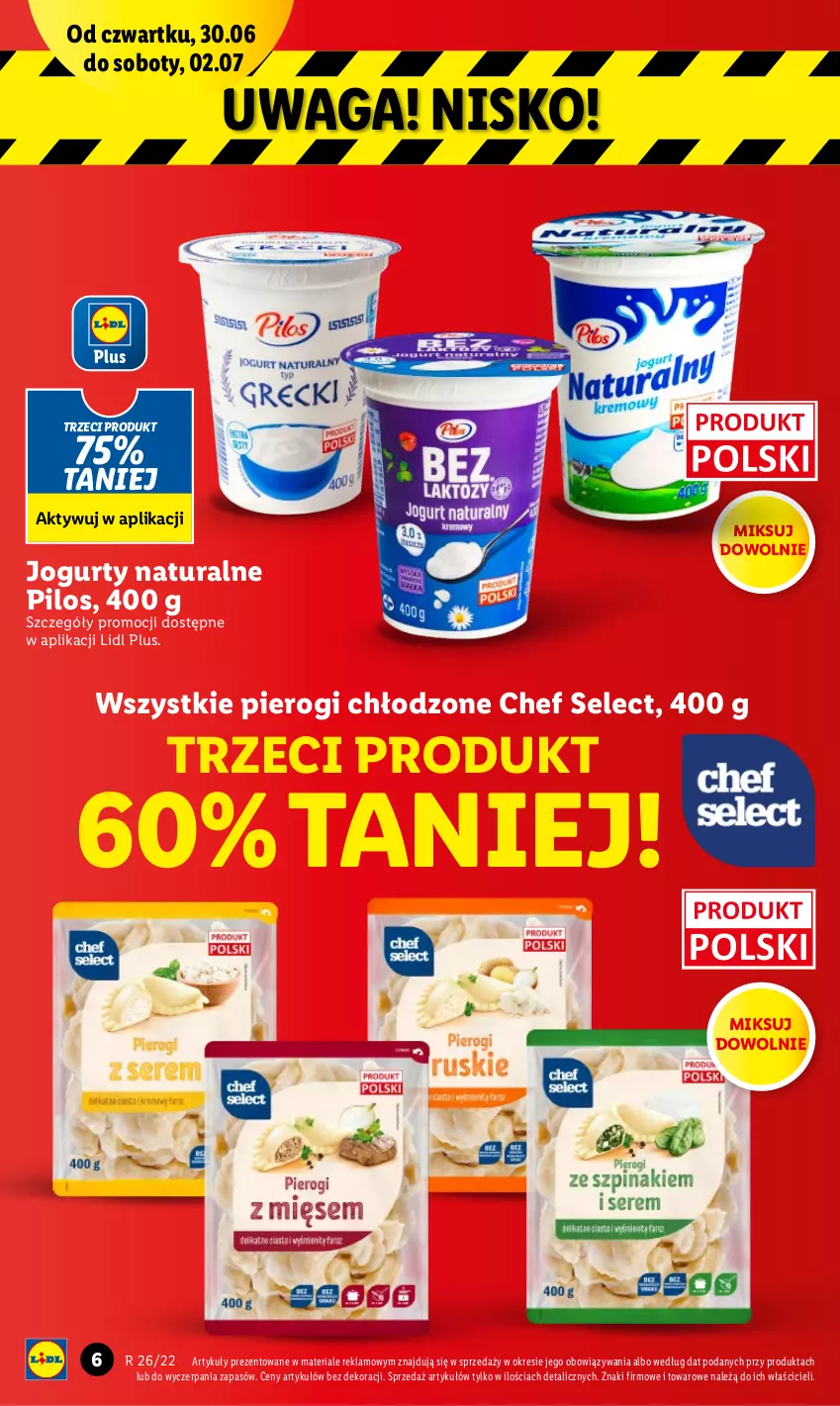 Gazetka promocyjna Lidl - GAZETKA - ważna 30.06 do 02.07.2022 - strona 6 - produkty: Jogurt, Pierogi, Pilos, Waga