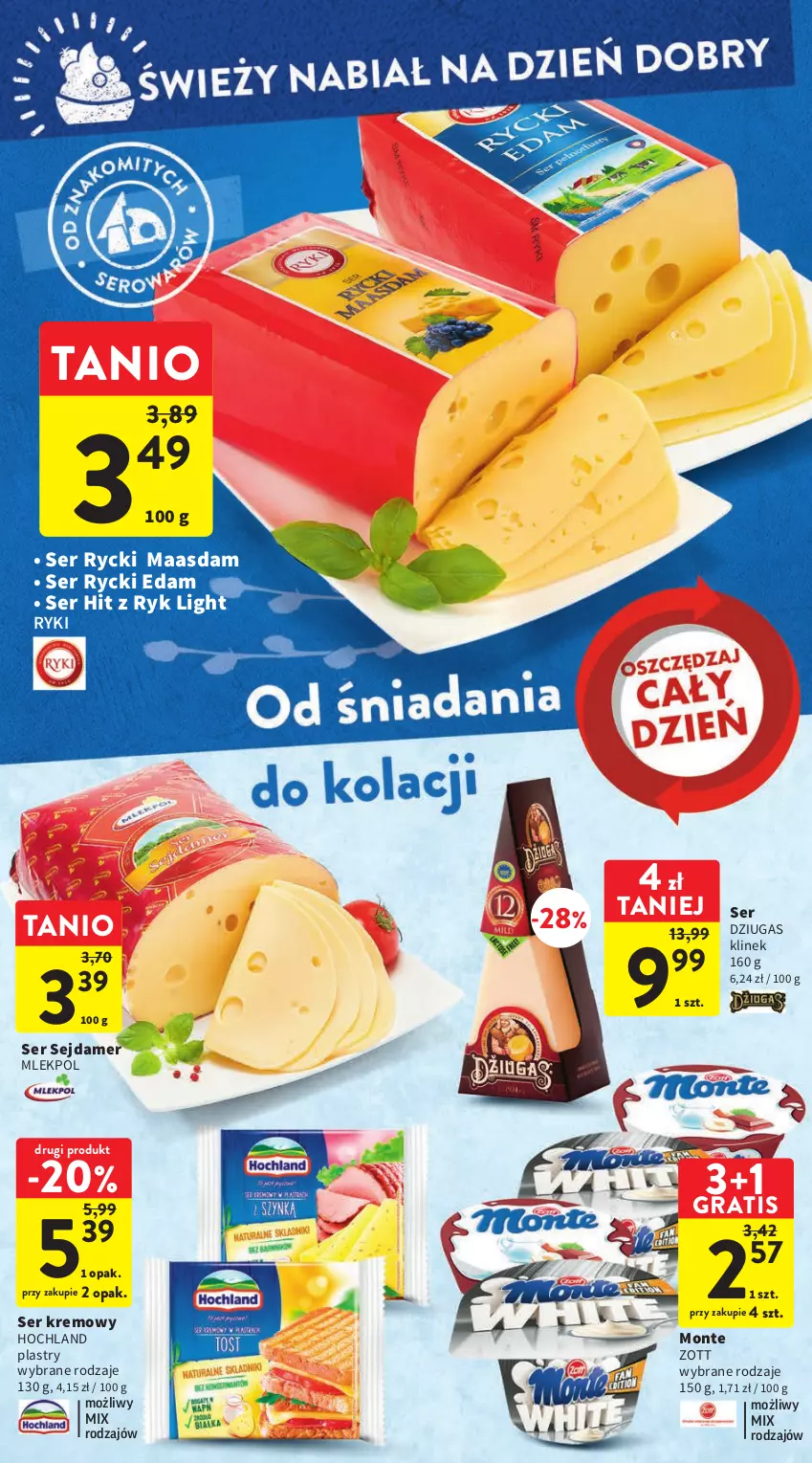 Gazetka promocyjna Intermarche - Gazetka Intermarche - ważna 23.03 do 29.03.2023 - strona 26 - produkty: Edam, Gra, Hochland, Maasdam, Monte, Rycki Edam, Sejdamer, Ser, Zott