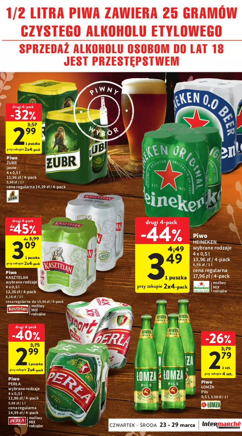 Gazetka promocyjna Intermarche - Gazetka Intermarche - ważna 23.03 do 29.03.2023 - strona 37 - produkty: Heineken, Kasztelan, Perła, Piwo