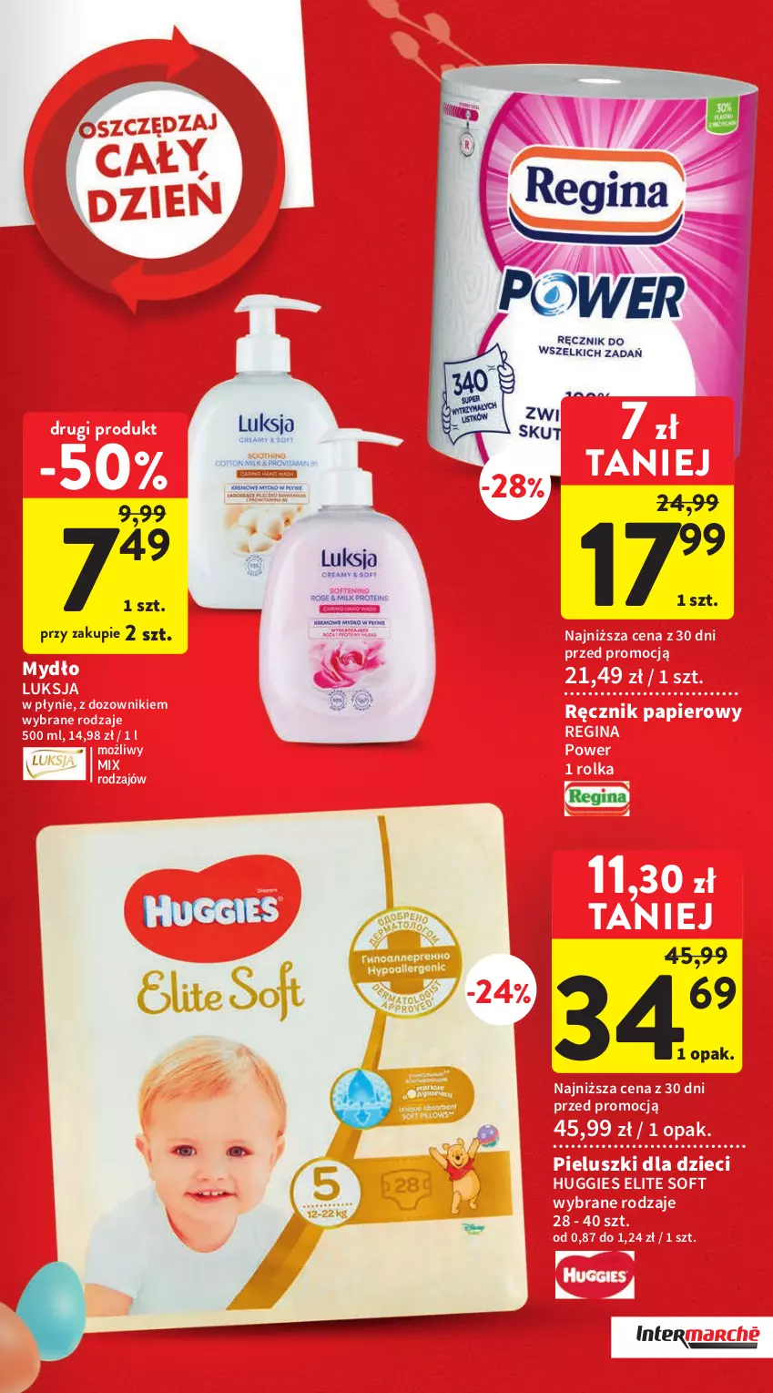 Gazetka promocyjna Intermarche - Gazetka Intermarche - ważna 23.03 do 29.03.2023 - strona 7 - produkty: Dozownik, Dzieci, Gin, Huggies, Luksja, Mydło, Papier, Ręcznik