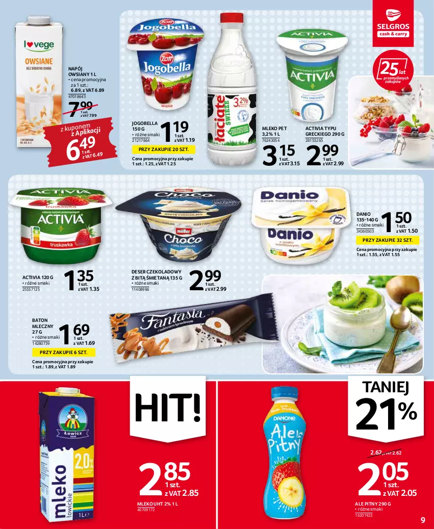 Gazetka promocyjna Selgros - Oferta spożywcza - ważna 19.04 do 04.05.2022 - strona 9 - produkty: Activia, Baton, Bell, Bella, Danio, Deser, Jogobella, Mleko, Napój, Ser