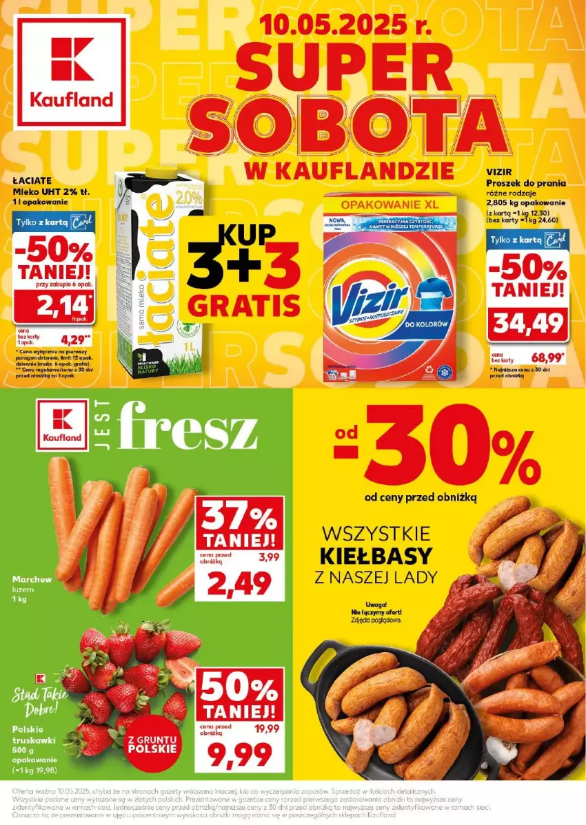 Gazetka promocyjna Kaufland - ważna 10.05 do 10.05.2025 - strona 1 - produkty: Fa, Gra, Mleko, Ocet, Proszek do prania, Rama, Sok, Vizir, Waga