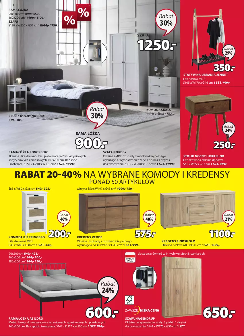 Gazetka promocyjna Jysk - Oferta tygodnia - ważna 03.08 do 09.08.2022 - strona 7 - produkty: Fa, Komoda, Kredens, Materac, Moda, Półka, Rama, Rama łóżka, Sos, Statyw na ubrania, Stolik, Stolik nocny, Szafa, Tera, Ubrania, Witryna