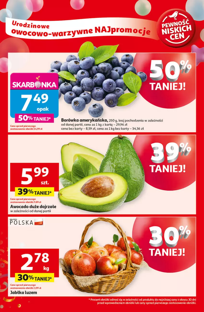 Gazetka promocyjna Auchan - Te URODZINY są NAJ Moje - ważna 24.04 do 29.04.2025 - strona 4 - produkty: Borówka, Borówka amerykańska, Jabłka