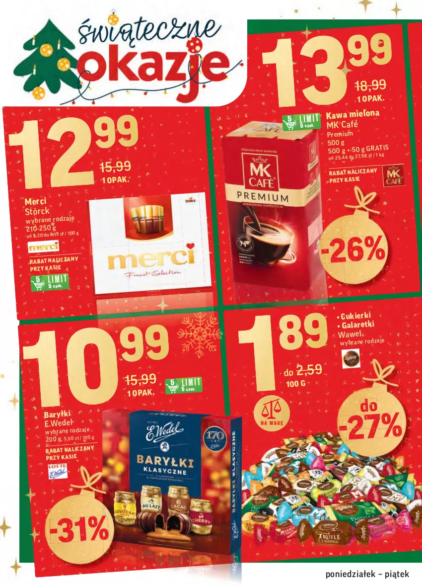 Gazetka promocyjna Intermarche - Boże narodzenie - ważna 20.12 do 24.12.2021 - strona 14 - produkty: Cukier, Cukierki, Gala, Galaretki, Kawa, Merci, Wawel