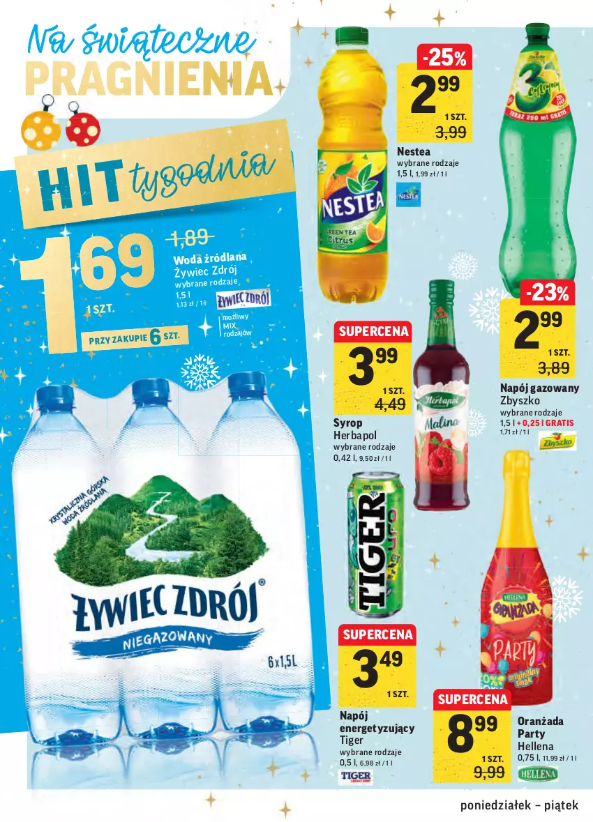 Gazetka promocyjna Intermarche - Boże narodzenie - ważna 20.12 do 24.12.2021 - strona 40 - produkty: Gra, Hellena, Herbapol, LANA, Napój, Napój gazowany, Nestea, Oranżada, Syrop, Tiger, Woda