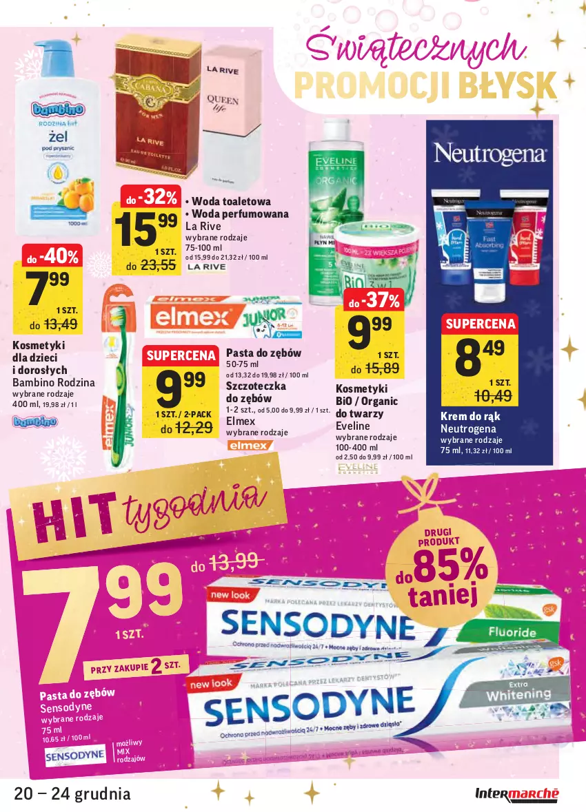 Gazetka promocyjna Intermarche - Boże narodzenie - ważna 20.12 do 24.12.2021 - strona 45 - produkty: Dzieci, Elmex, Eveline, Kosmetyki dla dzieci, Krem do rąk, La Rive, Neutrogena, Pasta do zębów, Perfum, Sensodyne, Szczoteczka, Szczoteczka do zębów, Woda, Woda perfumowana, Woda toaletowa