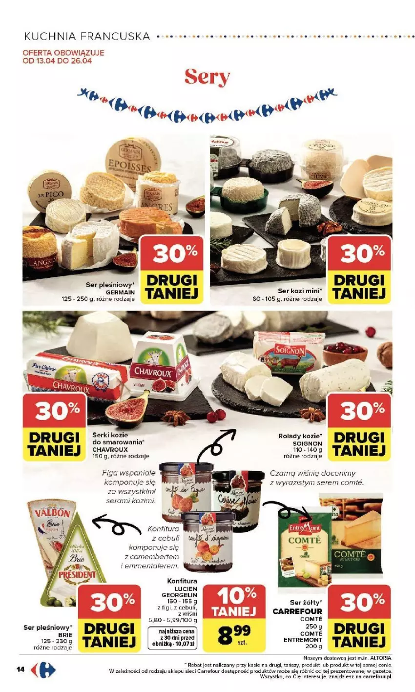 Gazetka promocyjna Carrefour - Gazetka Zmieniliśmy się dla Ciebie - ważna 13.04 do 18.04.2026 - strona 16 - produkty: Brie, Camembert, Fa, Figi, Konfitura, Kuchnia, Ser, Ser pleśniowy