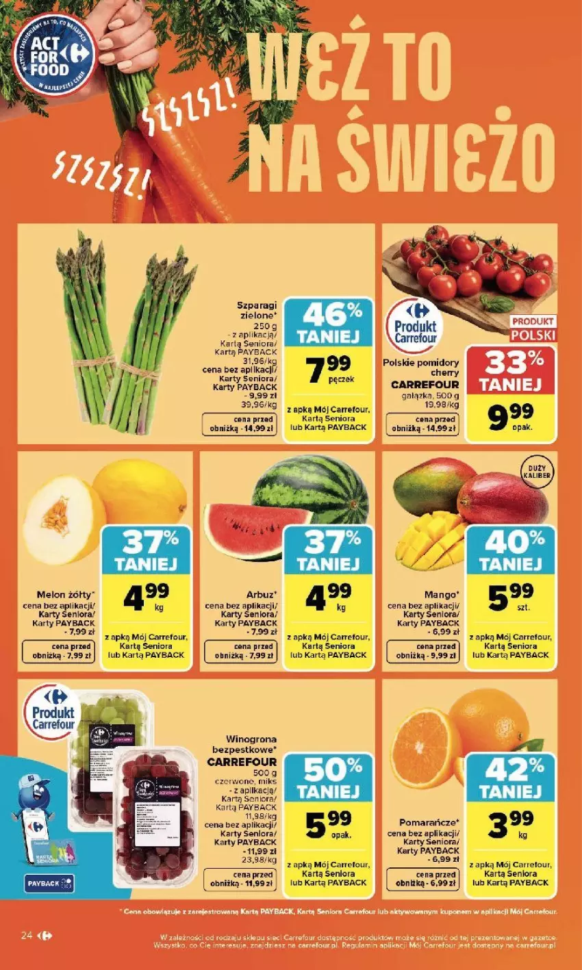 Gazetka promocyjna Carrefour - Gazetka Zmieniliśmy się dla Ciebie - ważna 13.04 do 18.04.2026 - strona 26 - produkty: Arbuz, Mango, Melon, Wino, Winogrona, Winogrona bezpestkowe