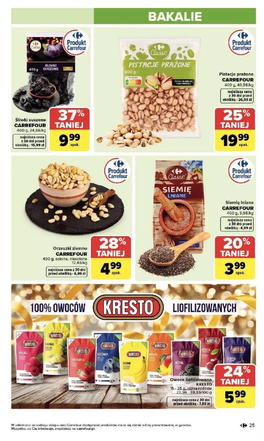 Gazetka promocyjna Carrefour - Gazetka Zmieniliśmy się dla Ciebie - ważna 13.04 do 18.04.2026 - strona 27 - produkty: Borówka, Fa, Orzeszki, Orzeszki ziemne, Pistacje, Siemię Iniane