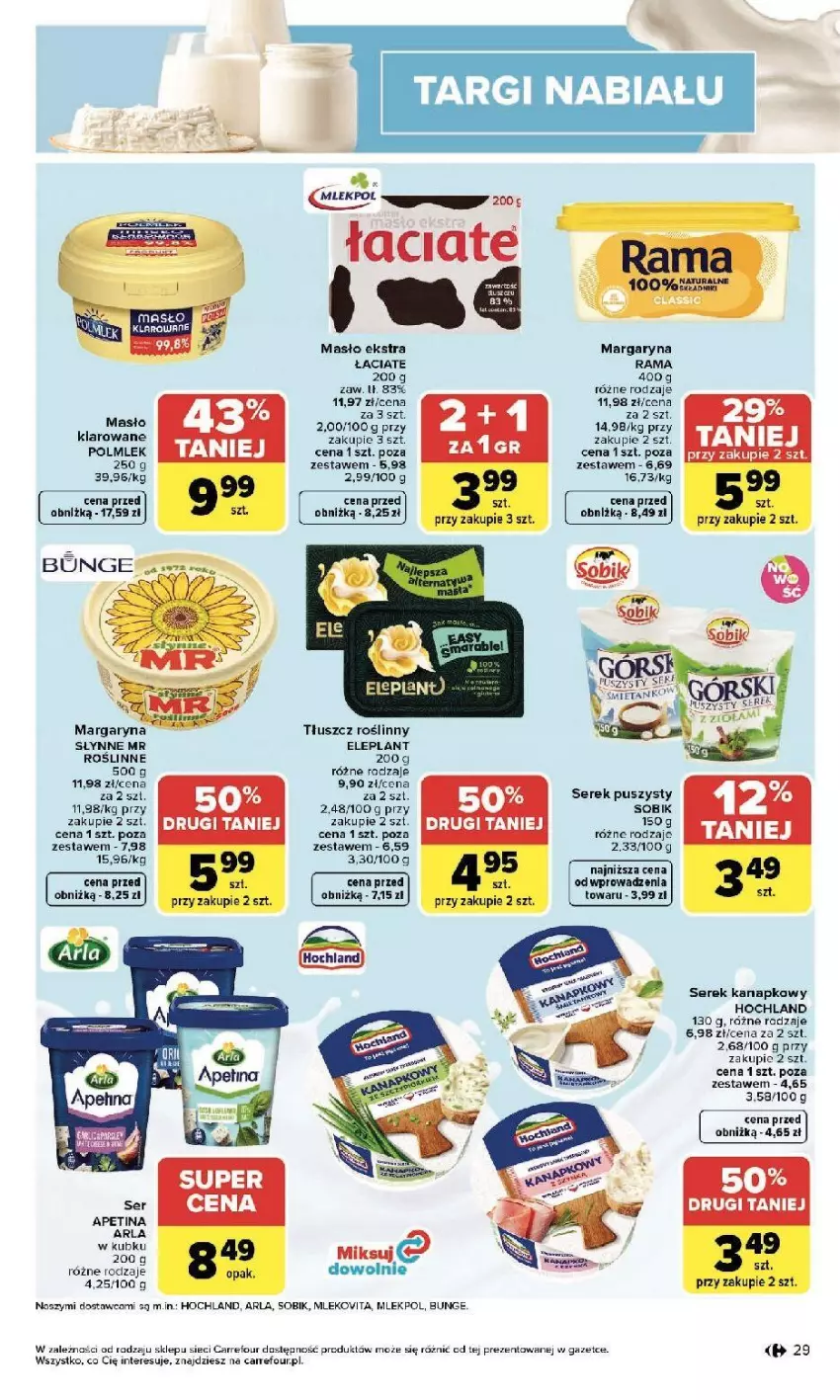 Gazetka promocyjna Carrefour - Gazetka Zmieniliśmy się dla Ciebie - ważna 13.04 do 18.04.2026 - strona 31 - produkty: Hochland, Margaryna, Masło, Masło klarowane, Mleko, Mlekovita, POLMLEK, Por, Rama, Ser, Serek, Serek kanapkowy, Serek puszysty, Słynne, Tłuszcz roślinny