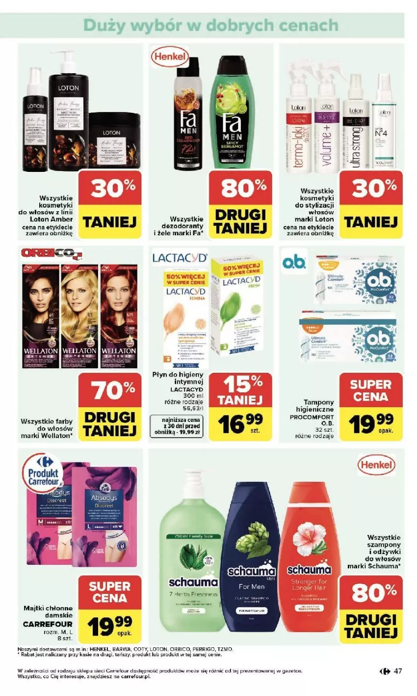 Gazetka promocyjna Carrefour - Gazetka Zmieniliśmy się dla Ciebie - ważna 13.04 do 18.04.2026 - strona 49 - produkty: Ba!, BIC, Dezodorant, Fa, Lactacyd, LG, Majtki, Schauma, Szampon, Tampony, Wella