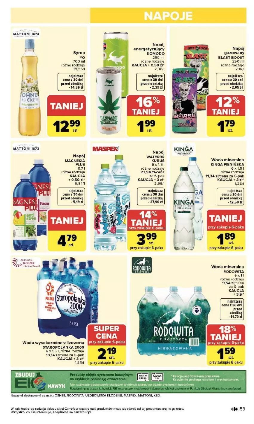Gazetka promocyjna Carrefour - Gazetka Zmieniliśmy się dla Ciebie - ważna 13.04 do 18.04.2026 - strona 55 - produkty: Fa, Kubuś, Napój, Napój gazowany, Oshee, Por, Sok, Staropolanka, Woda, Woda mineralna