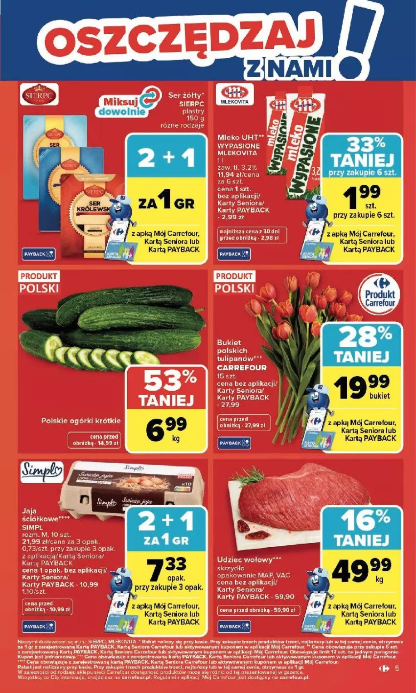 Gazetka promocyjna Carrefour - Gazetka Zmieniliśmy się dla Ciebie - ważna 13.04 do 18.04.2026 - strona 7 - produkty: Mleko, Ryba, Ser, Sos, Tulipan