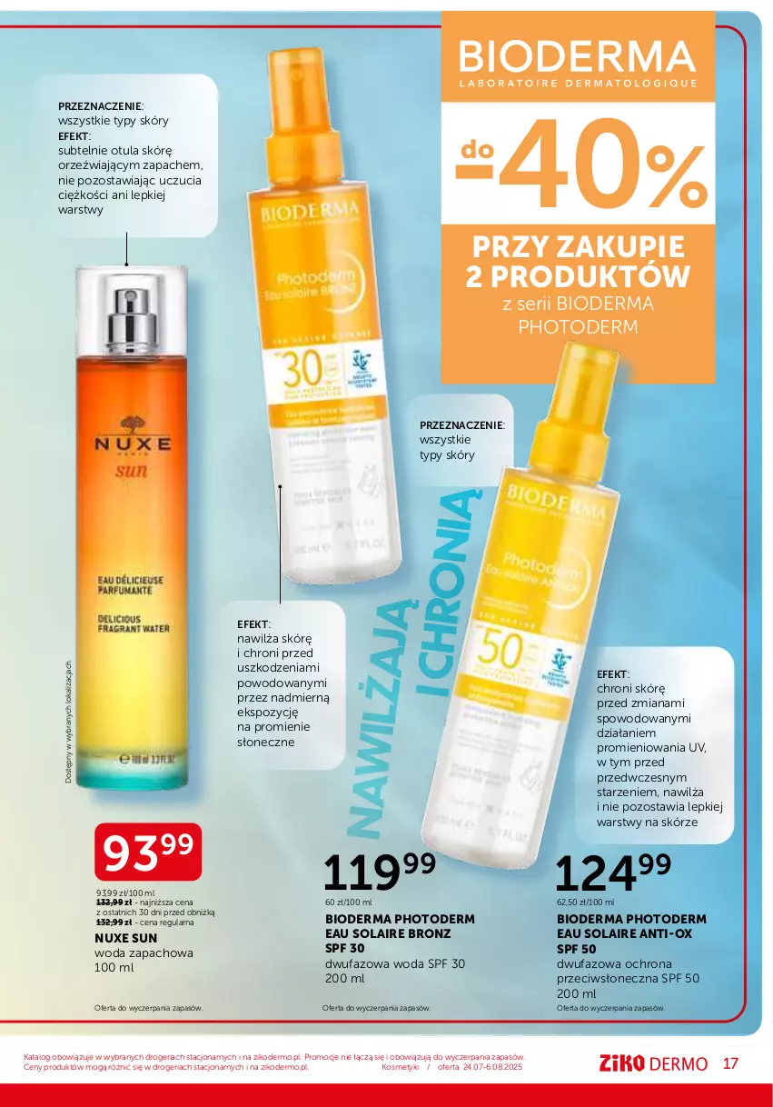 Gazetka promocyjna Ziko - Gazetka Ziko Dermo - ważna 24.07 do 06.08.2025 - strona 17 - produkty: Bioderma, Fa, Nuxe, Ser, Woda