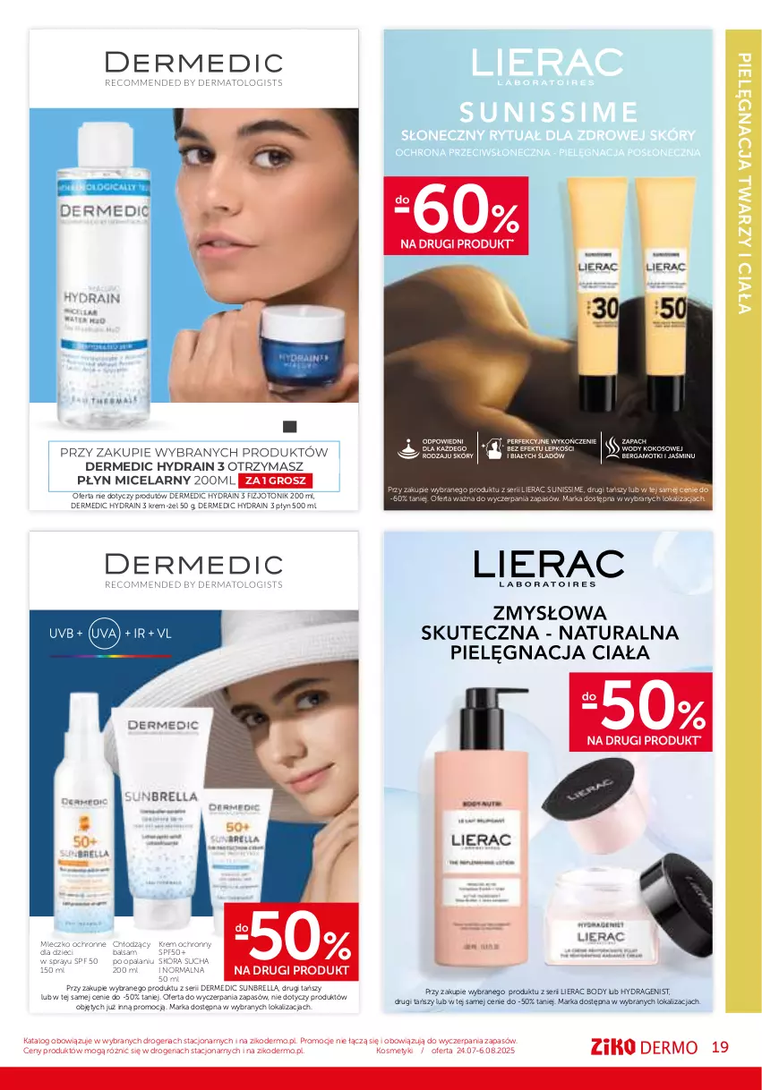 Gazetka promocyjna Ziko - Gazetka Ziko Dermo - ważna 24.07 do 06.08.2025 - strona 19 - produkty: Body, Dermedic, Dzieci, Lierac, Mleczko, Ser, Tonik