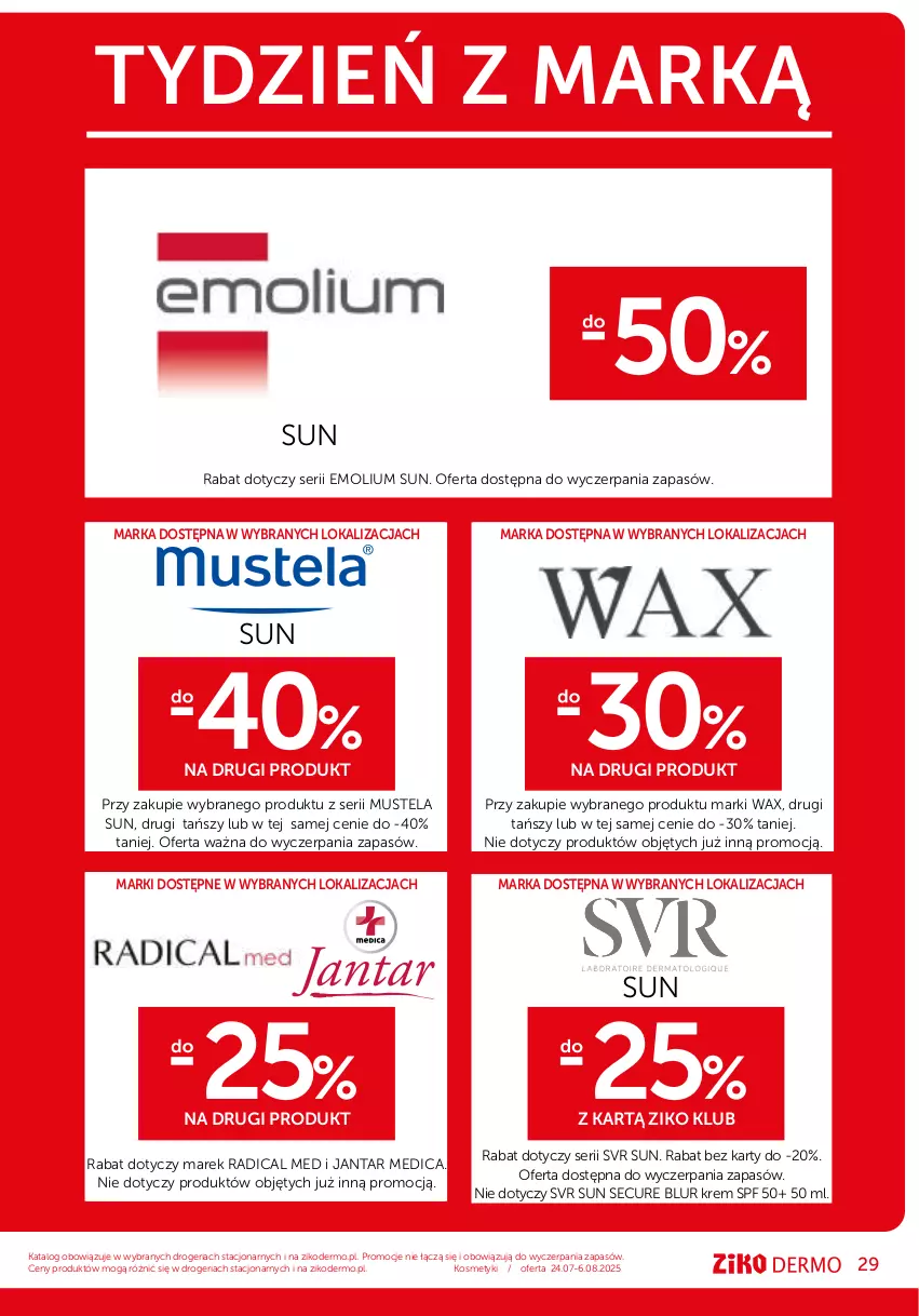 Gazetka promocyjna Ziko - Gazetka Ziko Dermo - ważna 24.07 do 06.08.2025 - strona 29 - produkty: Emolium, Mus, Mustela, Ser, SVR