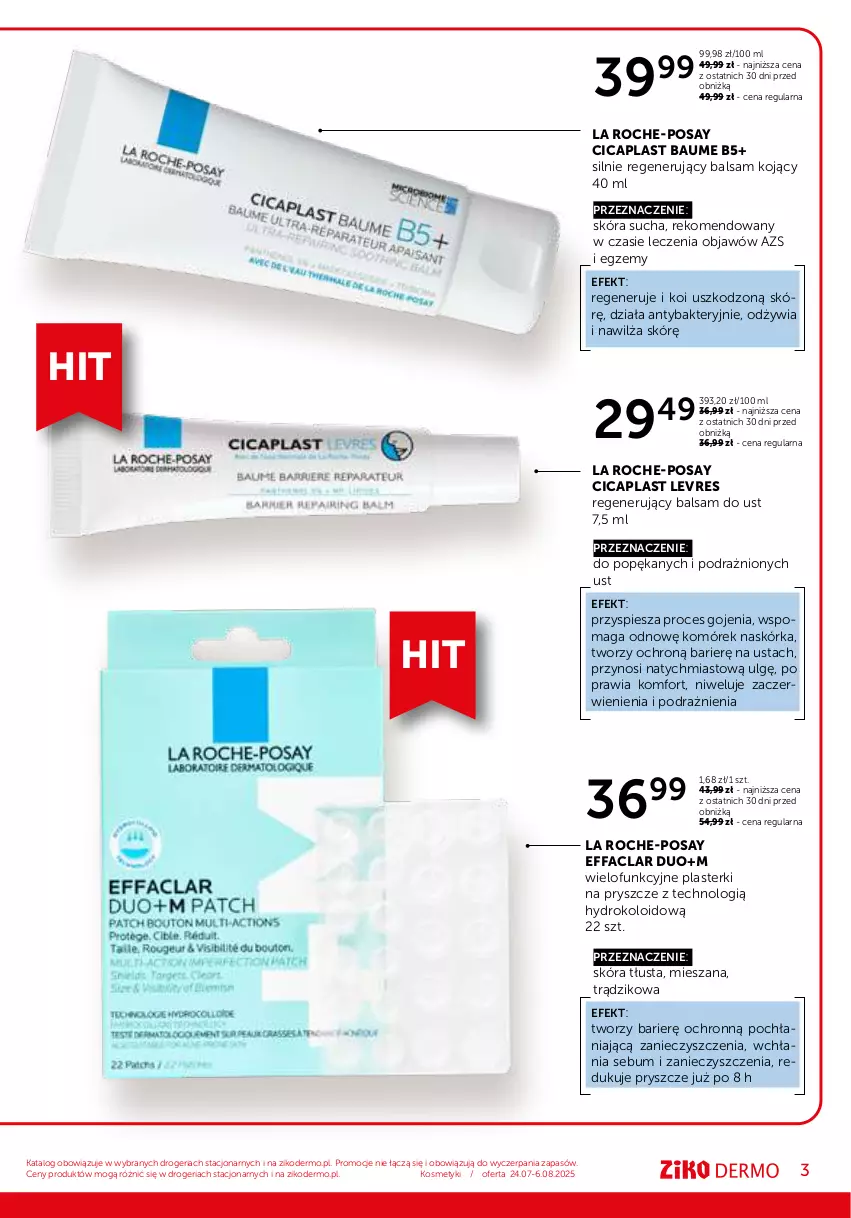 Gazetka promocyjna Ziko - Gazetka Ziko Dermo - ważna 24.07 do 06.08.2025 - strona 3 - produkty: Balsam do ust, Fa, La Roche-Posay, LG, Plasterki