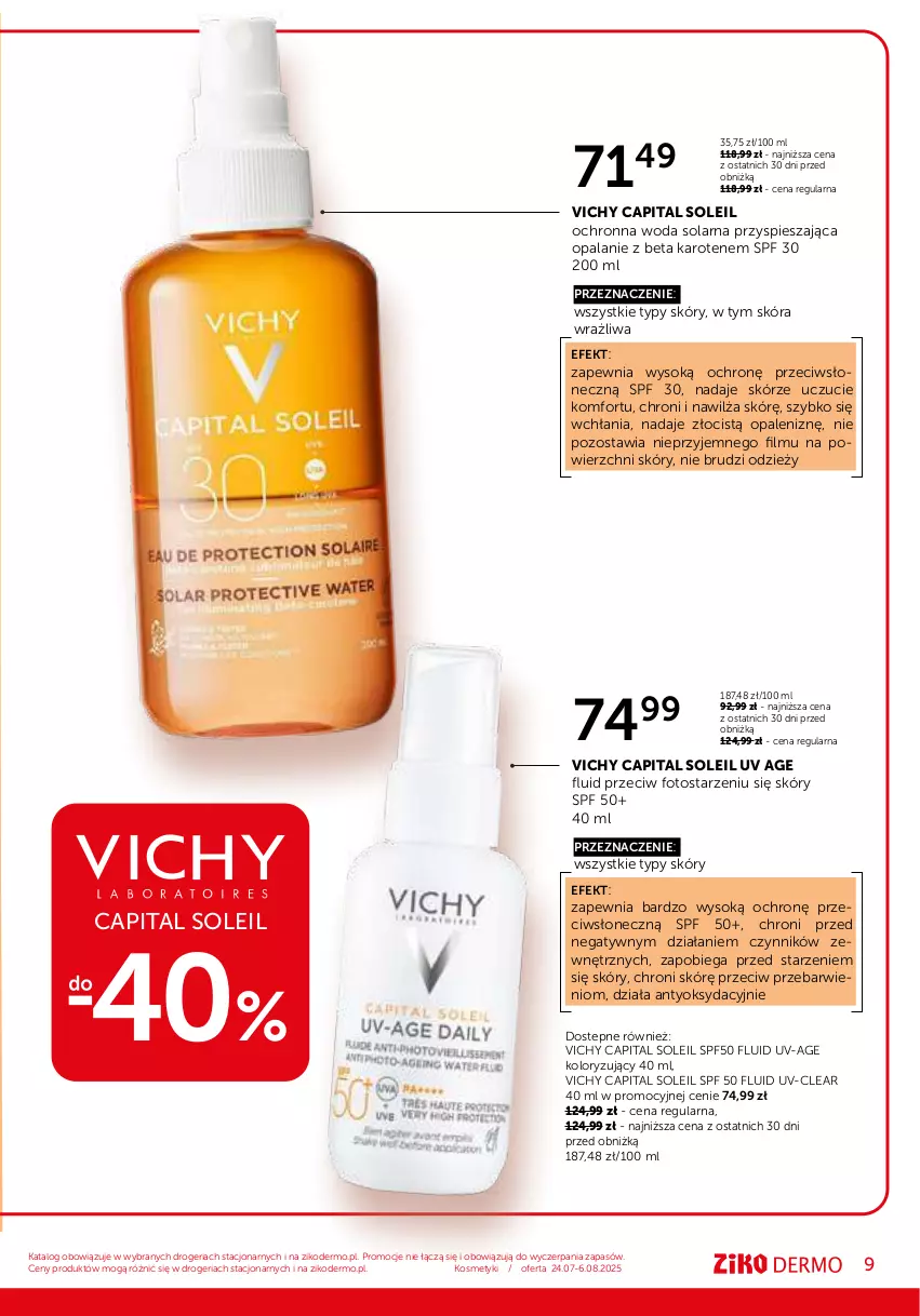 Gazetka promocyjna Ziko - Gazetka Ziko Dermo - ważna 24.07 do 06.08.2025 - strona 9 - produkty: Sok, Vichy, Woda