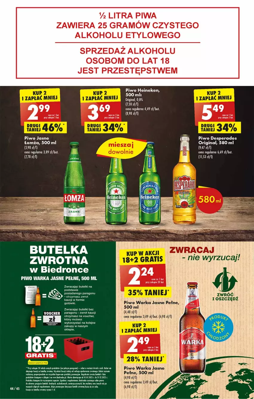 Gazetka promocyjna Biedronka - Od poniedziałku - ważna 19.06 do 24.06.2023 - strona 44 - produkty: Desperados, Fa, Gin, Gra, Heineken, Olej, Piwa, Piwo, Piwo jasne, Por, Sok, Warka