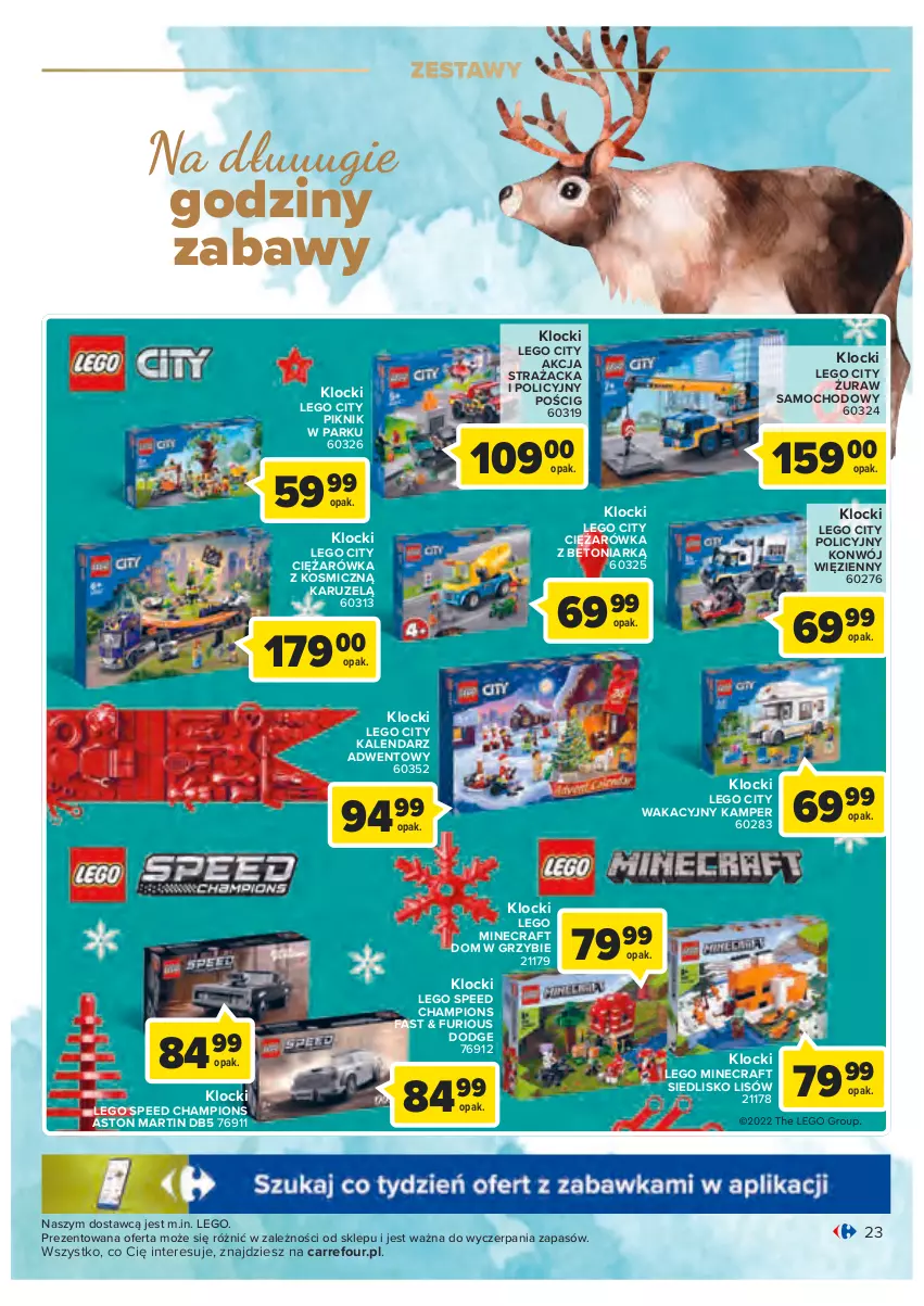 Gazetka promocyjna Carrefour - Gazetka Zabawki - ważna 02.11 do 26.11.2022 - strona 23 - produkty: Fa, Kalendarz, Kalendarz adwentowy, Klocki, LEGO, LEGO City, LEGO Minecraft, Minecraft