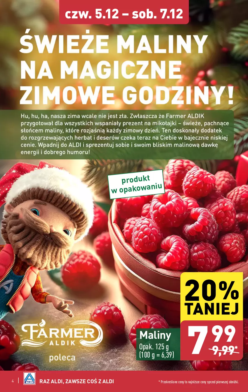 Gazetka promocyjna Aldi - Farmer ALDIK poleca świeże owoce i warzywa - ważna 02.12 do 07.12.2024 - strona 4 - produkty: Maliny