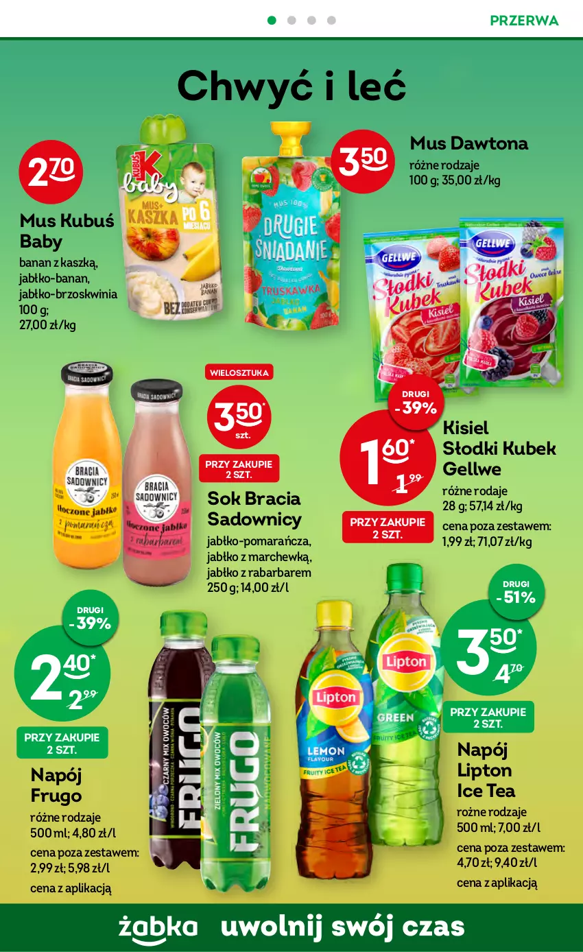 Gazetka promocyjna Żabka - ważna 10.05 do 23.05.2023 - strona 42 - produkty: Dawtona, Ice tea, Kisiel, Kubek, Kubuś, Lipton, Mus, Napój, Sok