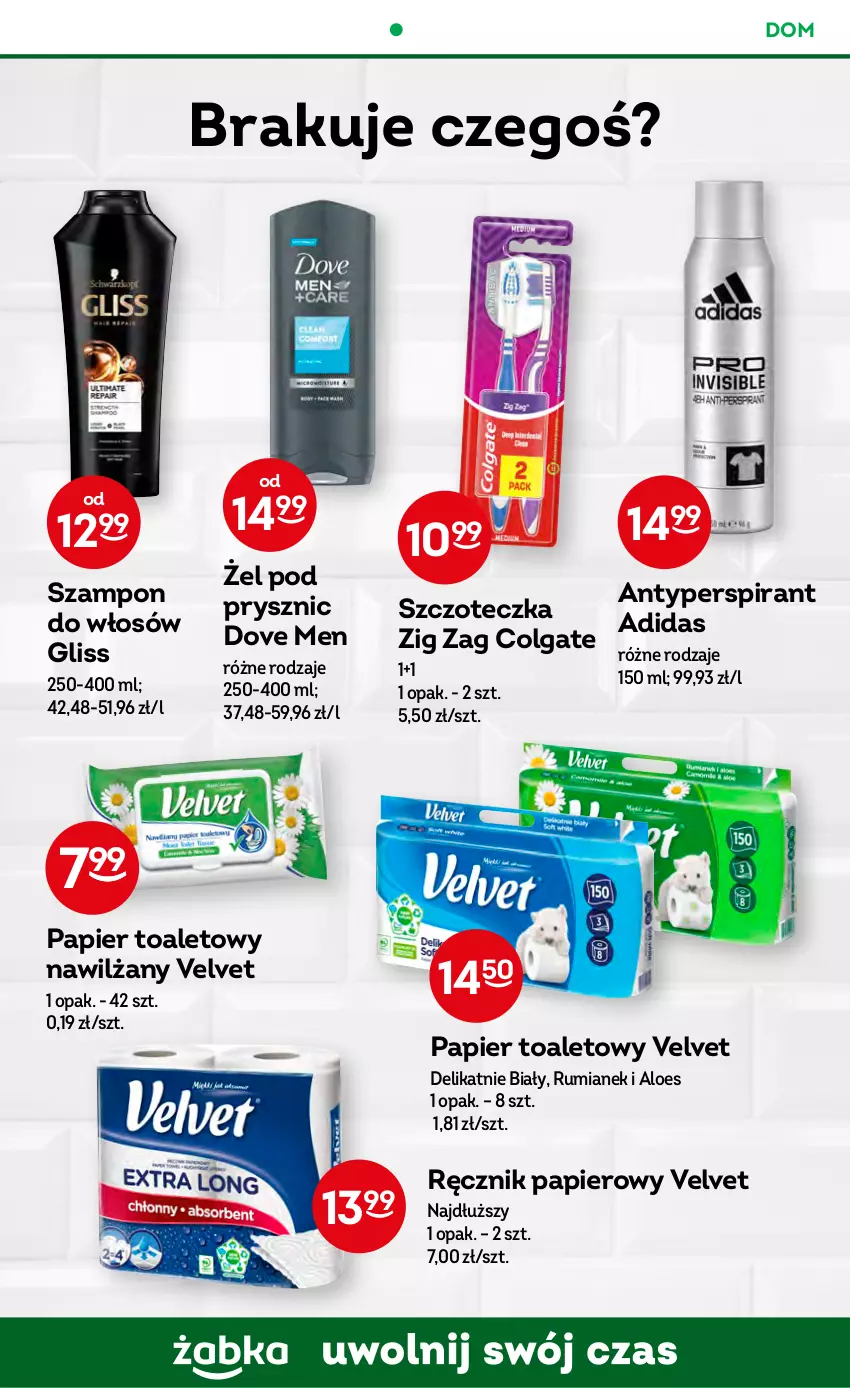 Gazetka promocyjna Żabka - ważna 10.05 do 23.05.2023 - strona 57 - produkty: Adidas, Antyperspirant, Colgate, Dove, LG, Papier, Papier toaletowy, Ręcznik, Rum, Szampon, Szczoteczka, Velvet