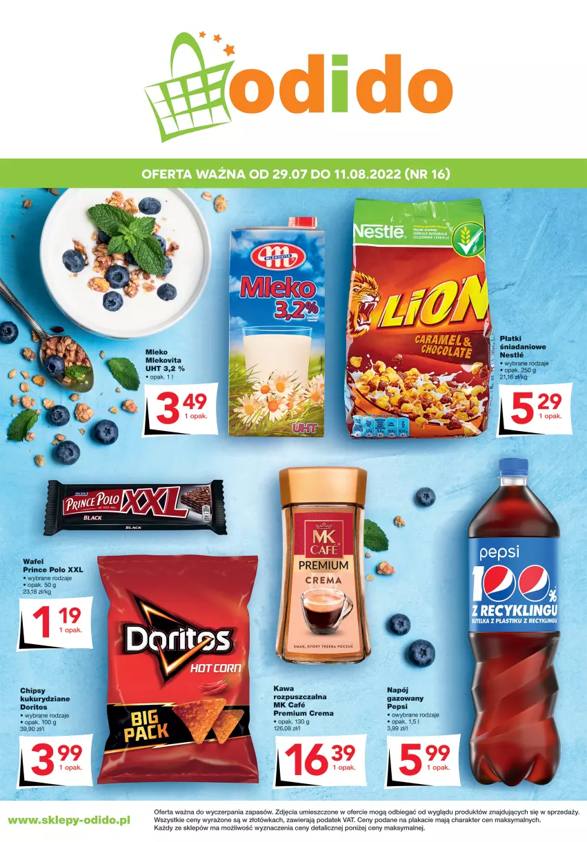 Gazetka promocyjna Odido - Super Oferty! - ważna 29.07 do 11.08.2022 - strona 1 - produkty: Chipsy, Danio, Kawa, Napój, Prince Polo