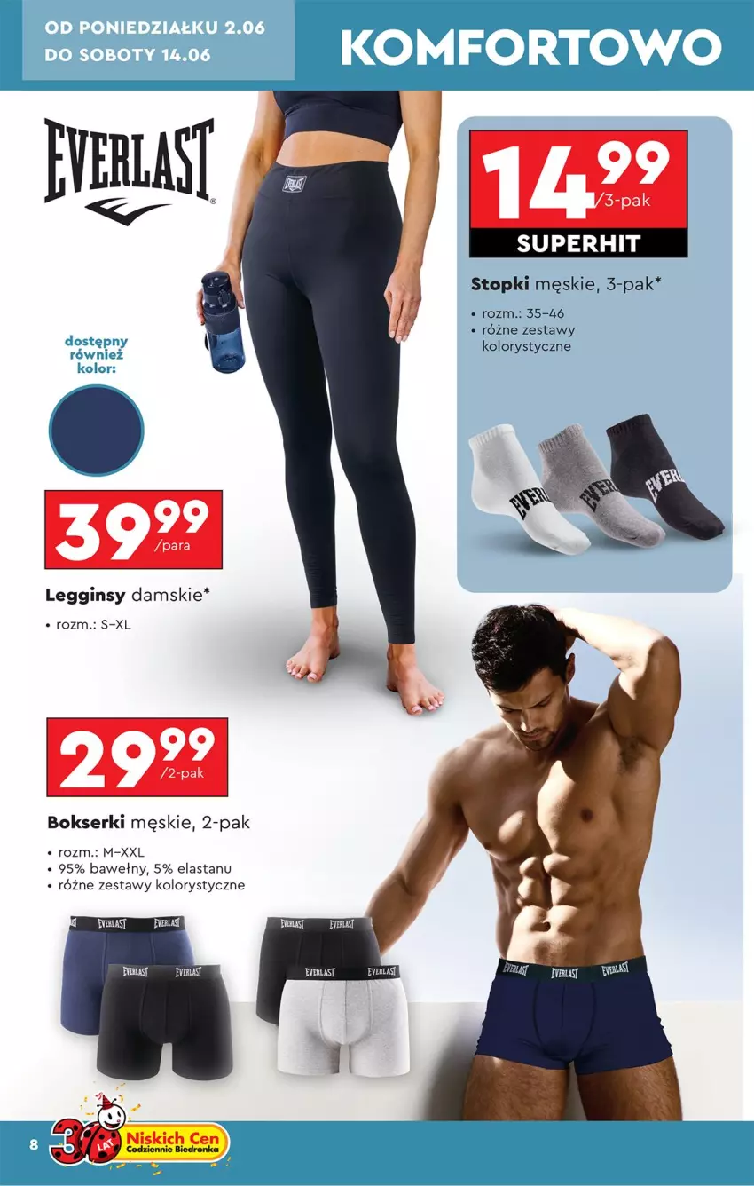 Gazetka promocyjna Biedronka - Okazje Tygodnia - ważna 31.05 do 14.06.2025 - strona 10 - produkty: Bokserki, Gin, Legginsy, Ser, Top