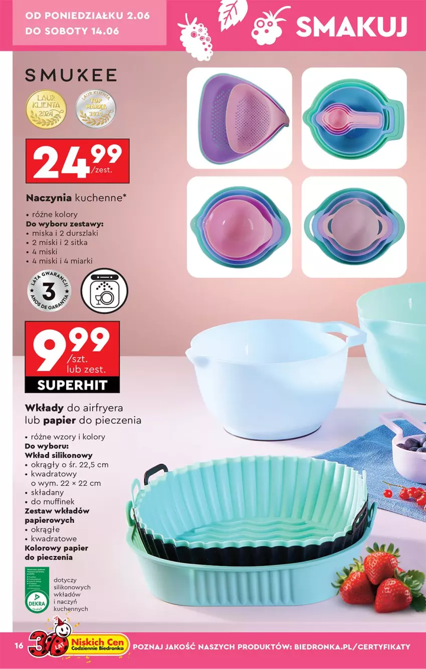 Gazetka promocyjna Biedronka - Okazje Tygodnia - ważna 31.05 do 14.06.2025 - strona 18 - produkty: Durszlak, Miska, Papier, Papier do pieczenia, Piec