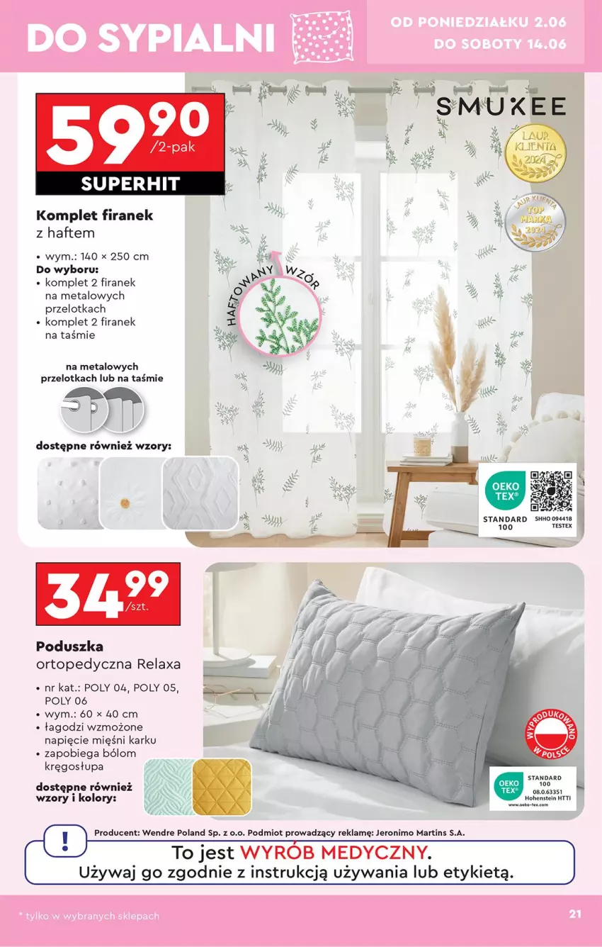 Gazetka promocyjna Biedronka - Okazje Tygodnia - ważna 31.05 do 14.06.2025 - strona 23 - produkty: Poduszka, Top