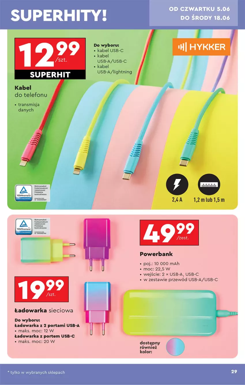Gazetka promocyjna Biedronka - Okazje Tygodnia - ważna 31.05 do 14.06.2025 - strona 31 - produkty: Kabel USB, Por, Powerbank, Przewód, Telefon, Tran, Warka