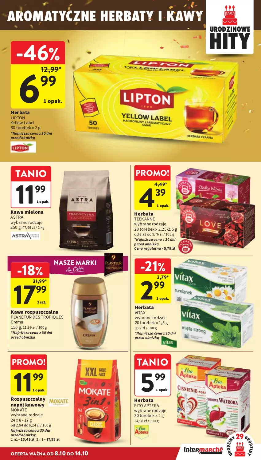 Gazetka promocyjna Intermarche - Gazetka promocyjna - ważna 08.10 do 14.10.2026 - strona 29 - produkty: Apteka, Herbata, Kawa, Kawa mielona, Kawa rozpuszczalna, Lipton, Napój, Teekanne, Vitax