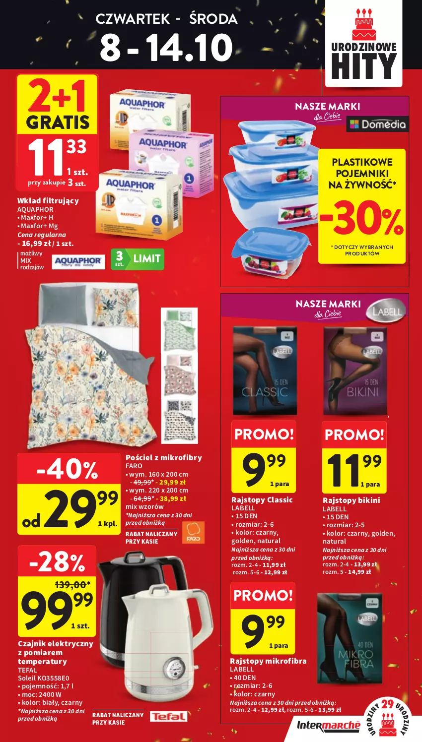 Gazetka promocyjna Intermarche - Gazetka promocyjna - ważna 08.10 do 14.10.2026 - strona 7 - produkty: Aquaphor, Bell, Bikini, Czajnik, Czajnik elektryczny, Fa, Gra, Pojemnik, Pościel, Rajstopy, Tefal, Top, Wkład filtrujący