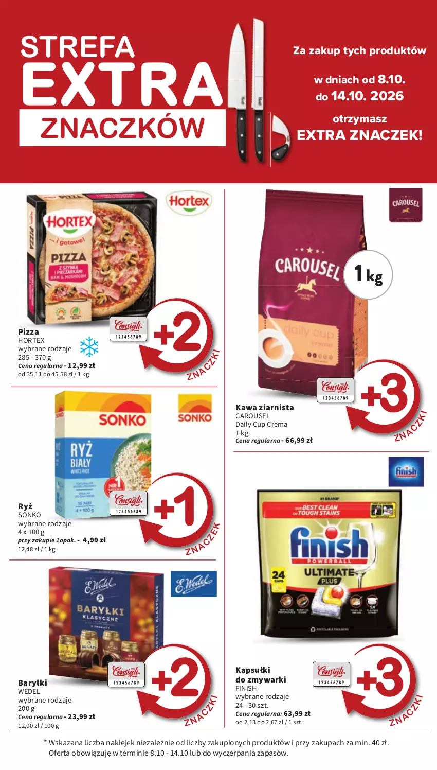 Gazetka promocyjna Intermarche - Gazetka promocyjna - ważna 08.10 do 14.10.2026 - strona 9 - produkty: Baryłki, Fa, Finish, Hortex, Kawa, Kawa ziarnista, Klej, Pizza, Ryż, Sonko, Zmywarki