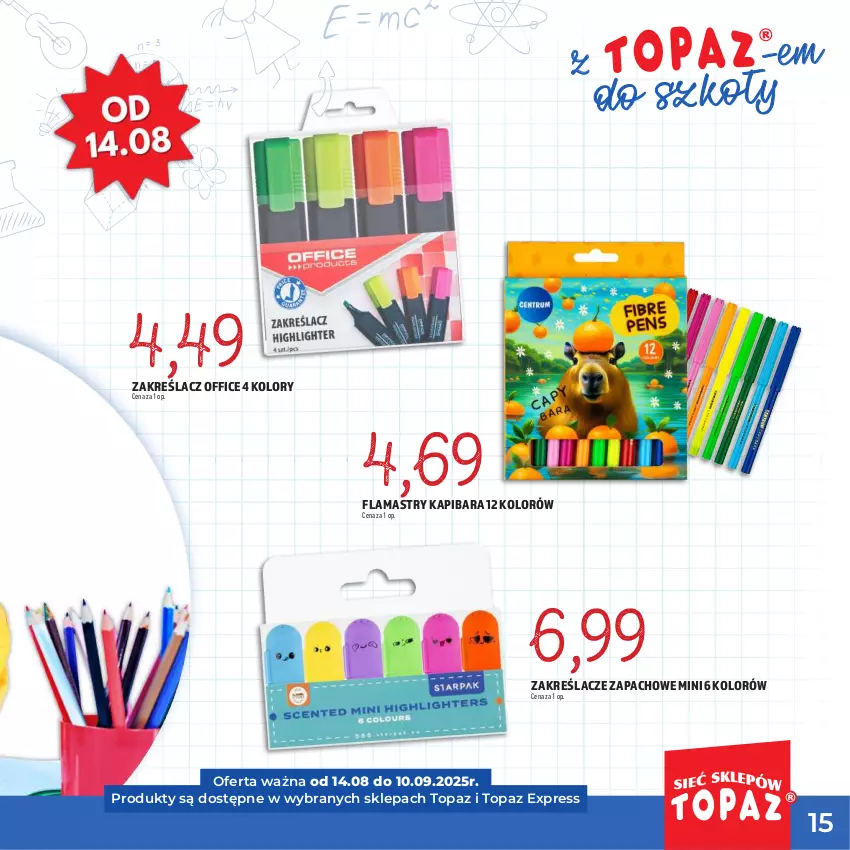 Gazetka promocyjna Topaz - Gazetka - ważna 17.07 do 10.09.2025 - strona 15 - produkty: Flamastry, Top