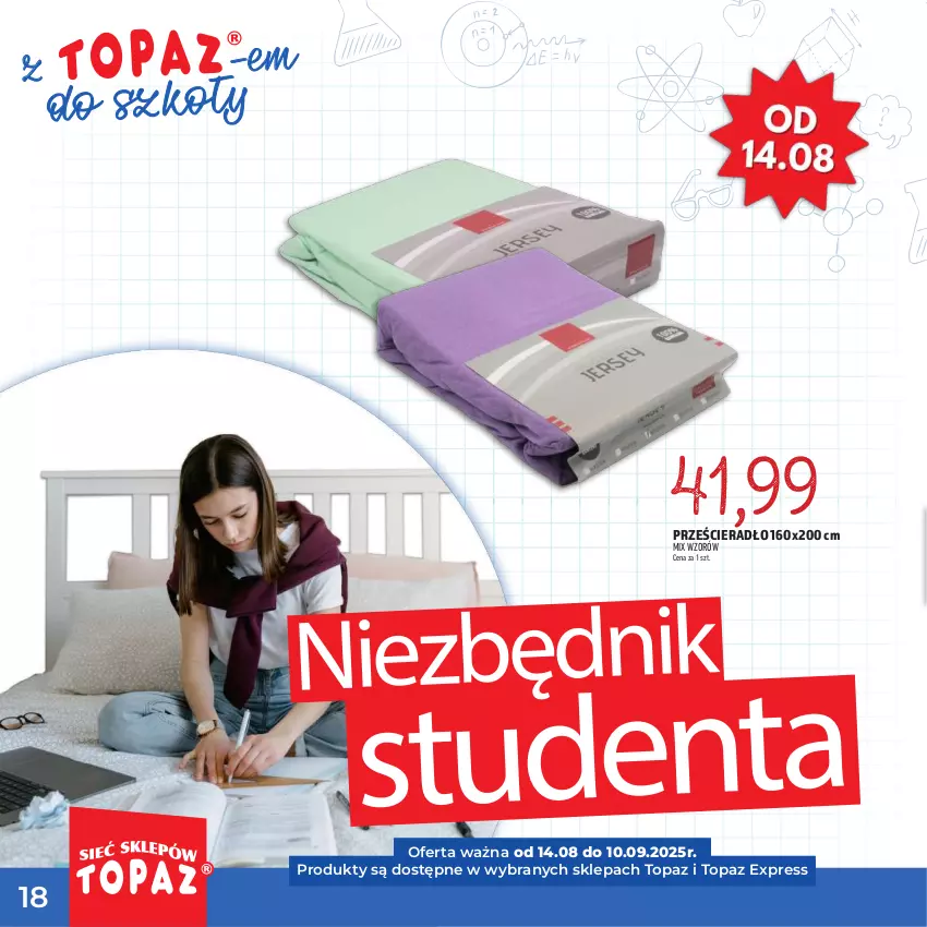Gazetka promocyjna Topaz - Gazetka - ważna 17.07 do 10.09.2025 - strona 18 - produkty: Prześcieradło, Top
