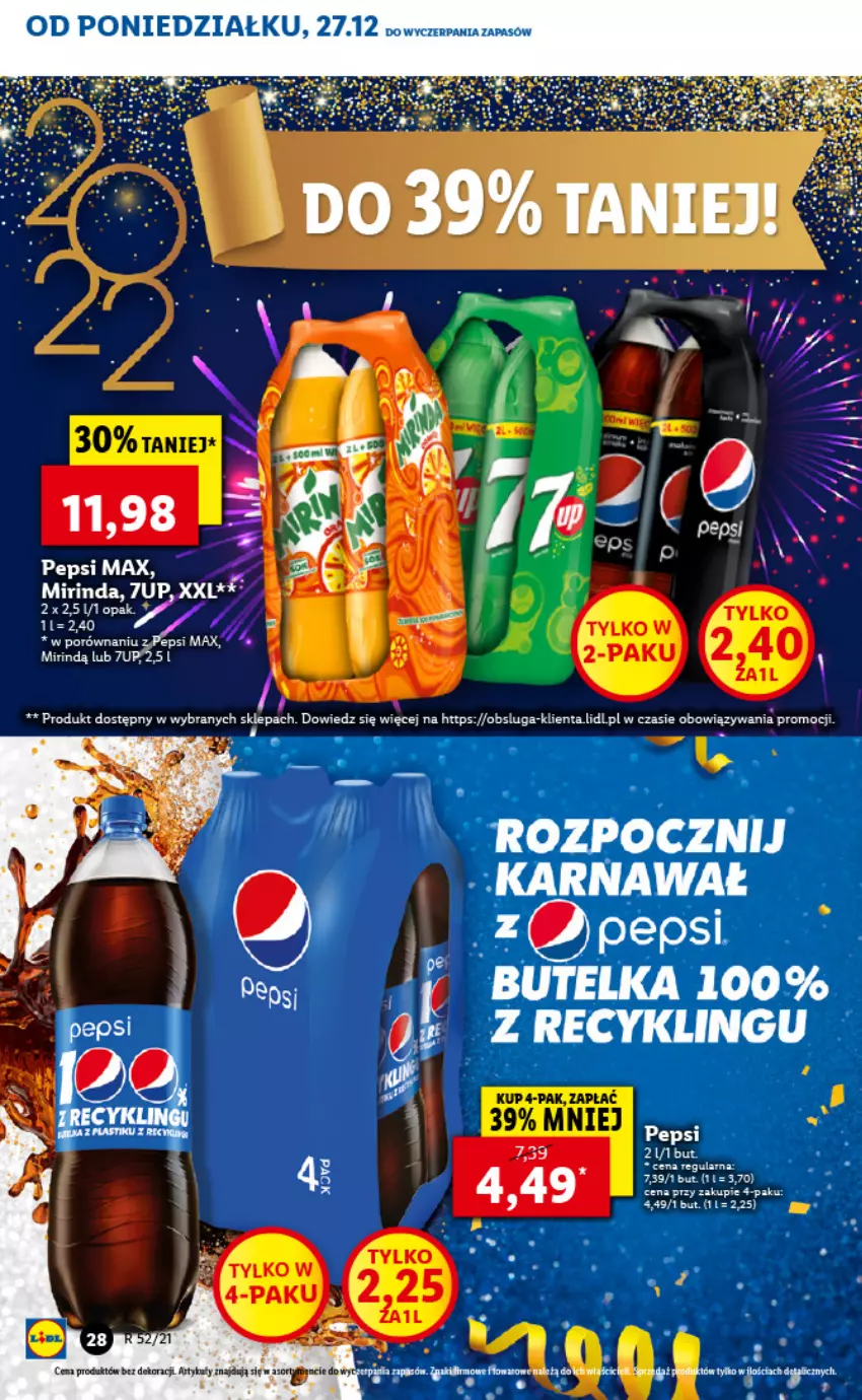 Gazetka promocyjna Lidl - GAZETKA - ważna 27.12.2021 do 02.01.2022 - strona 30 - produkty: Mirinda, Pepsi, Por