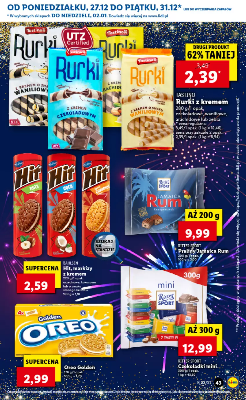 Gazetka promocyjna Lidl - GAZETKA - ważna 27.12.2021 do 02.01.2022 - strona 45 - produkty: Oreo, Por, Rum, Rurki