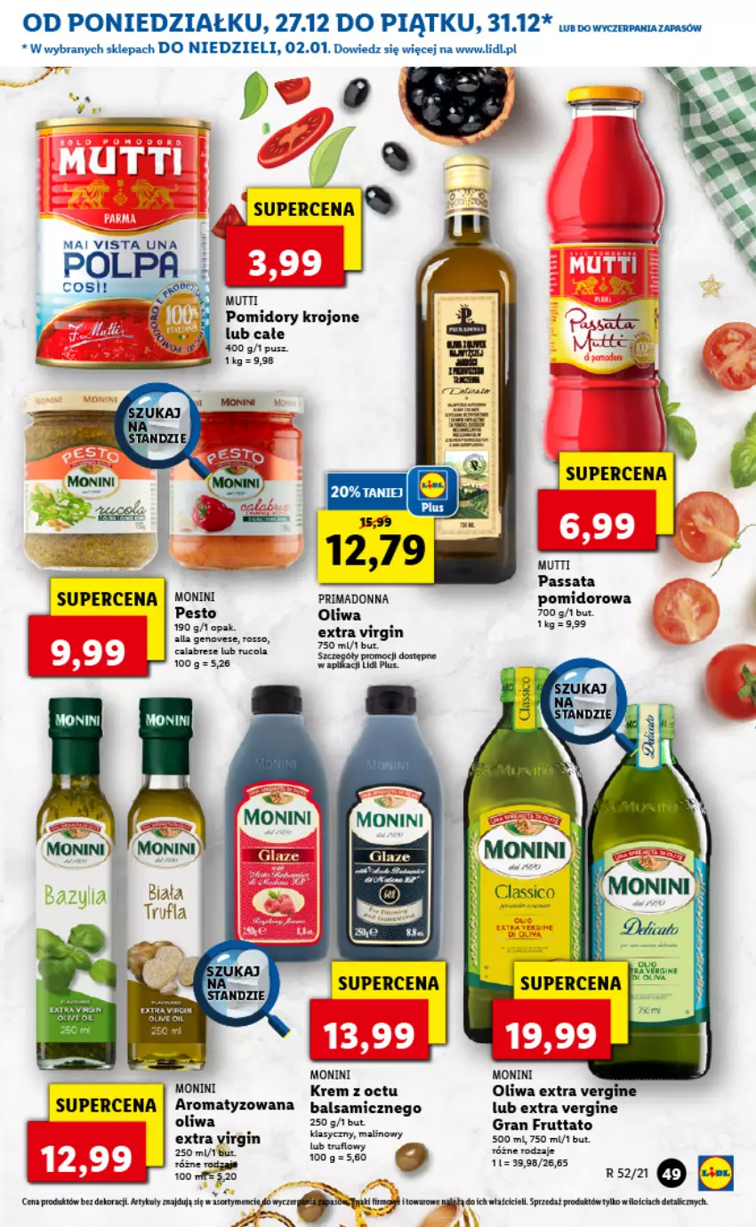 Gazetka promocyjna Lidl - GAZETKA - ważna 27.12.2021 do 02.01.2022 - strona 51 - produkty: Fa, Gin, Gra, Monini, Pomidory, Pomidory krojone, Prima