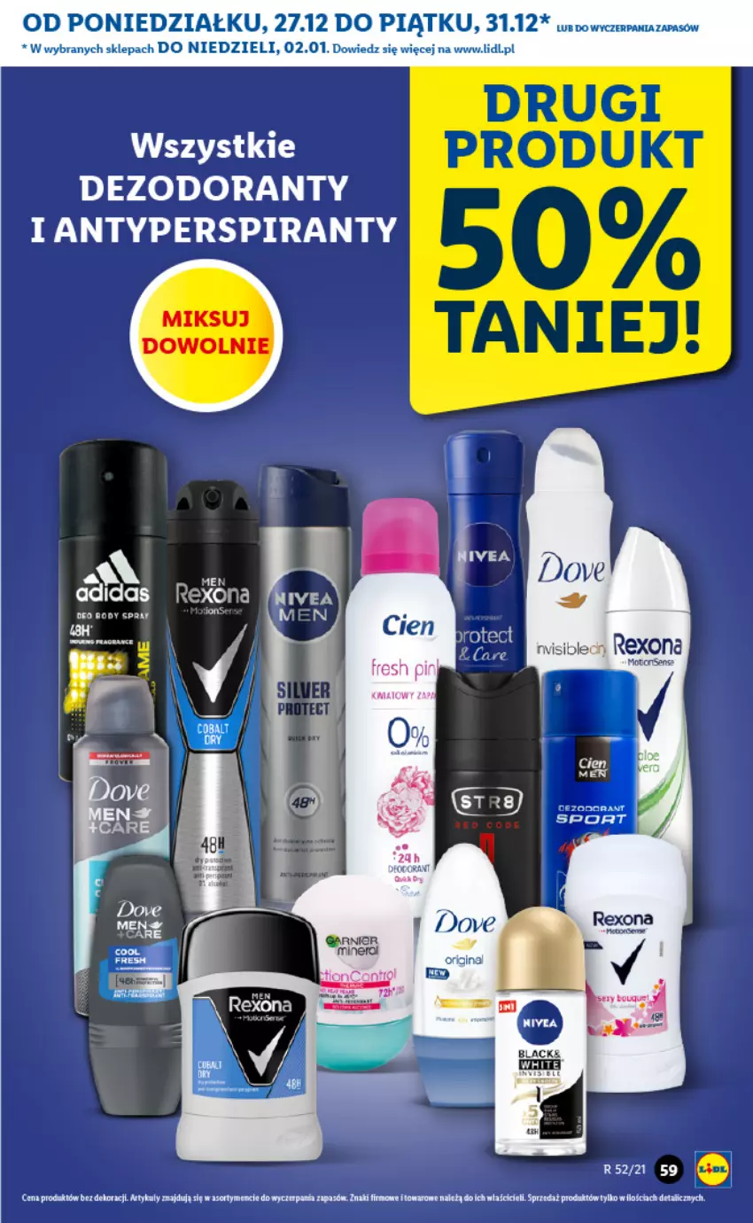 Gazetka promocyjna Lidl - GAZETKA - ważna 27.12.2021 do 02.01.2022 - strona 61 - produkty: Adidas, Body, Fa, Rexona