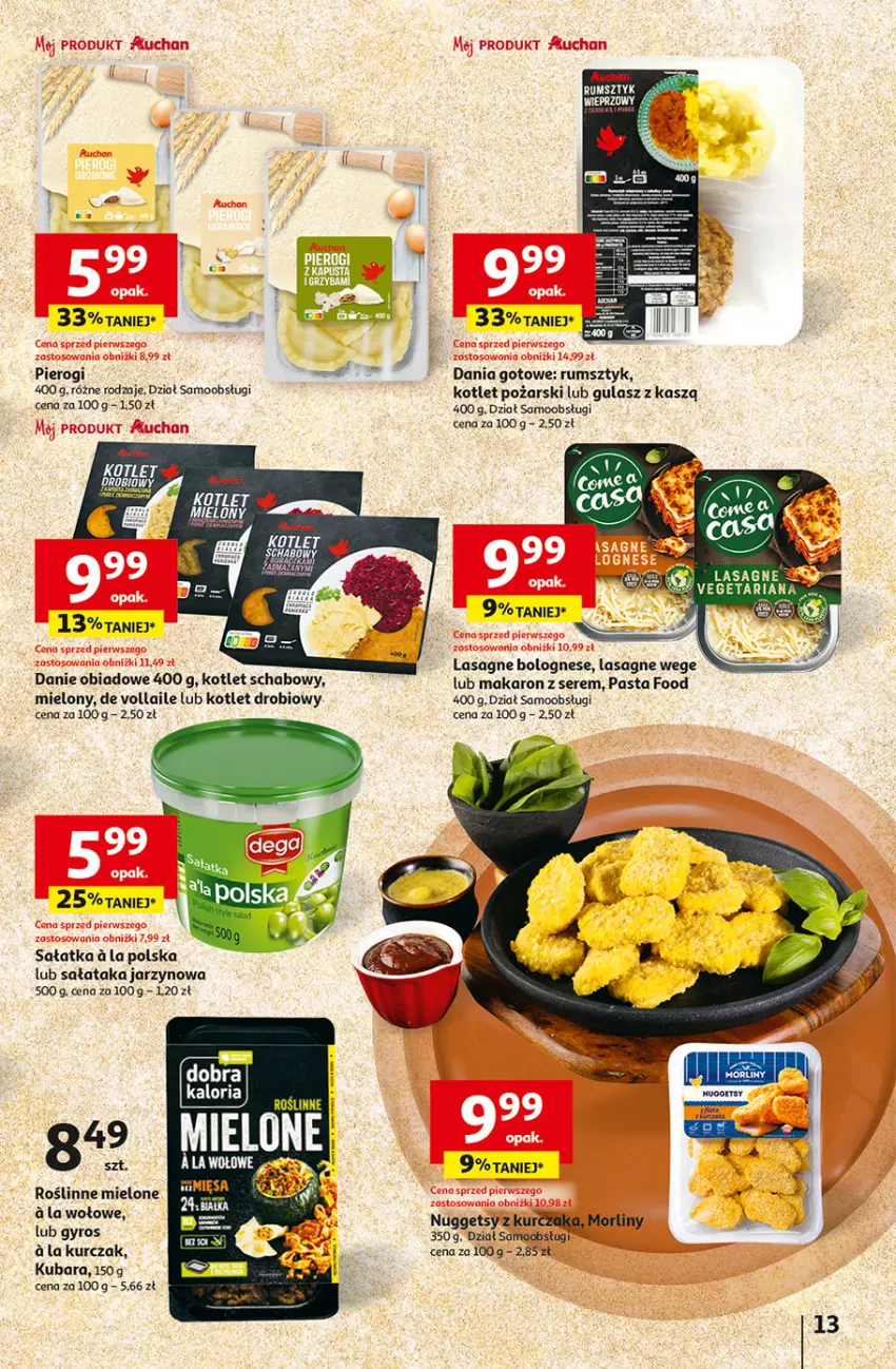 Gazetka promocyjna Auchan - Pewność Niskich Cen Hipermarket - ważna 31.10 do 06.11.2024 - strona 15 - produkty: Dania gotowe, Gyros, Kotlet, Kurczak, Lasagne, Lasagne bolognese, Pierogi, Por, Rum, Sałat, Sałatka