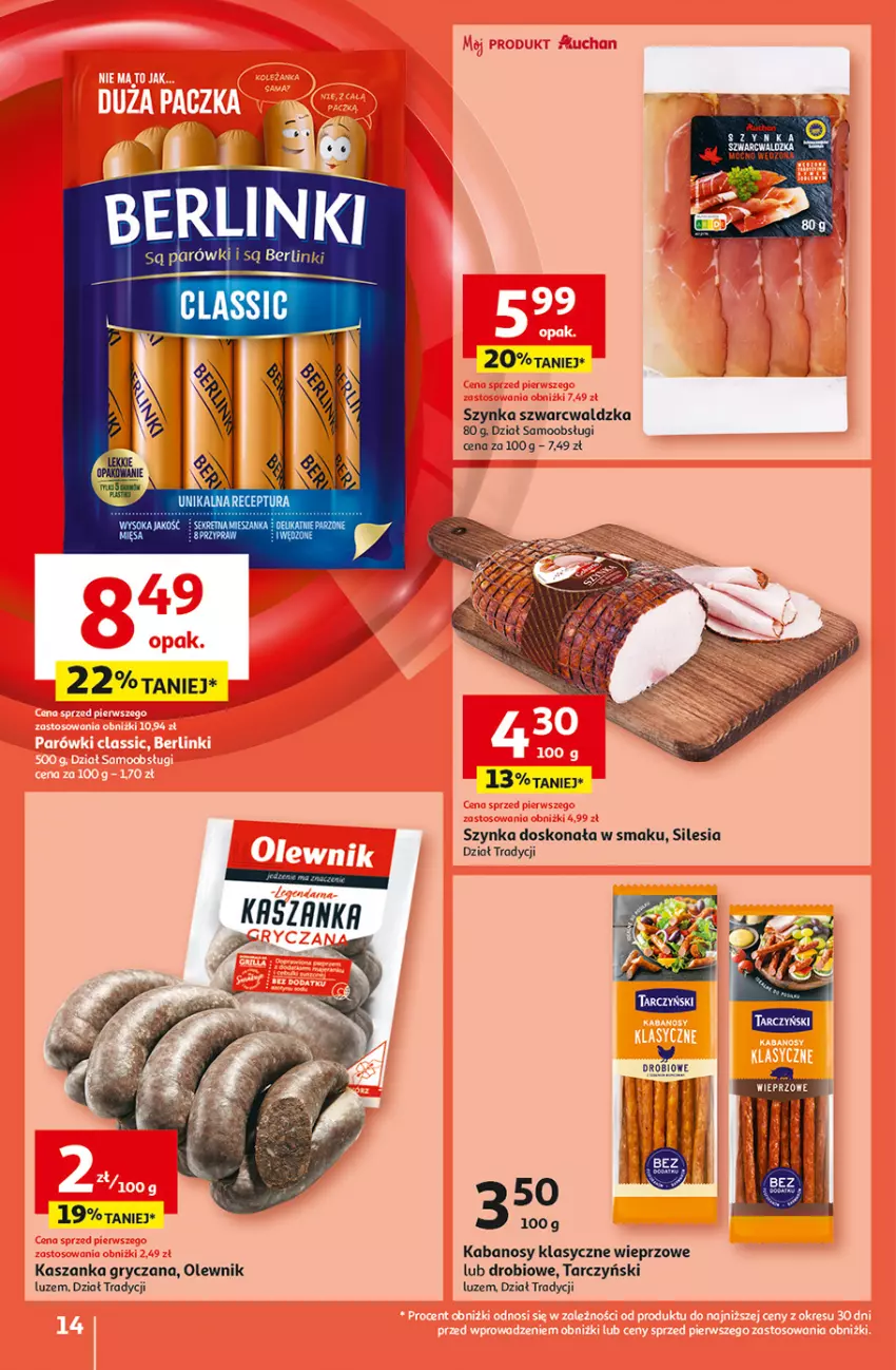 Gazetka promocyjna Auchan - Pewność Niskich Cen Hipermarket - ważna 31.10 do 06.11.2024 - strona 16 - produkty: Gry, Kabanos, Kasza, Kaszanka, Olewnik, Szynka, Tarczyński