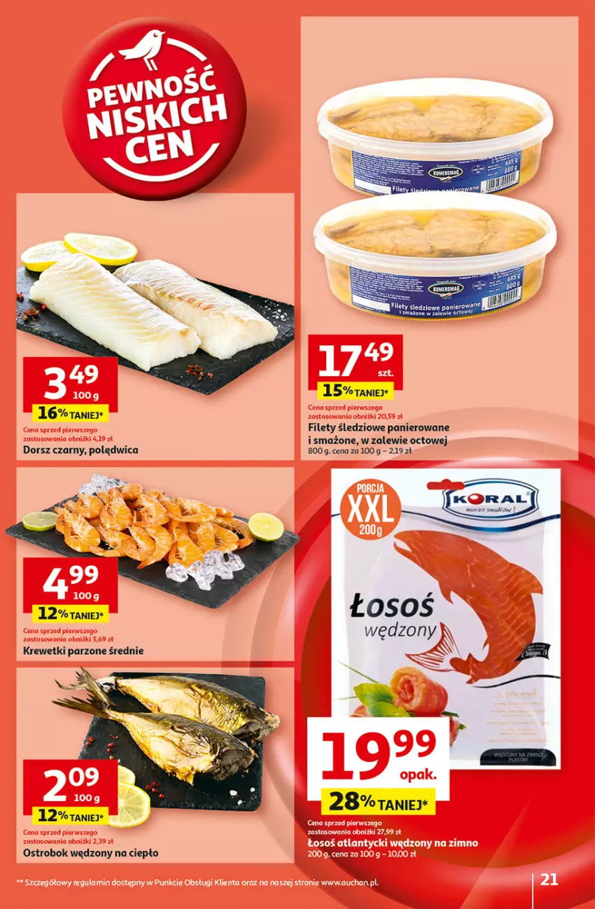 Gazetka promocyjna Auchan - Pewność Niskich Cen Hipermarket - ważna 31.10 do 06.11.2024 - strona 23 - produkty: Dorsz, Krewetki, Polędwica