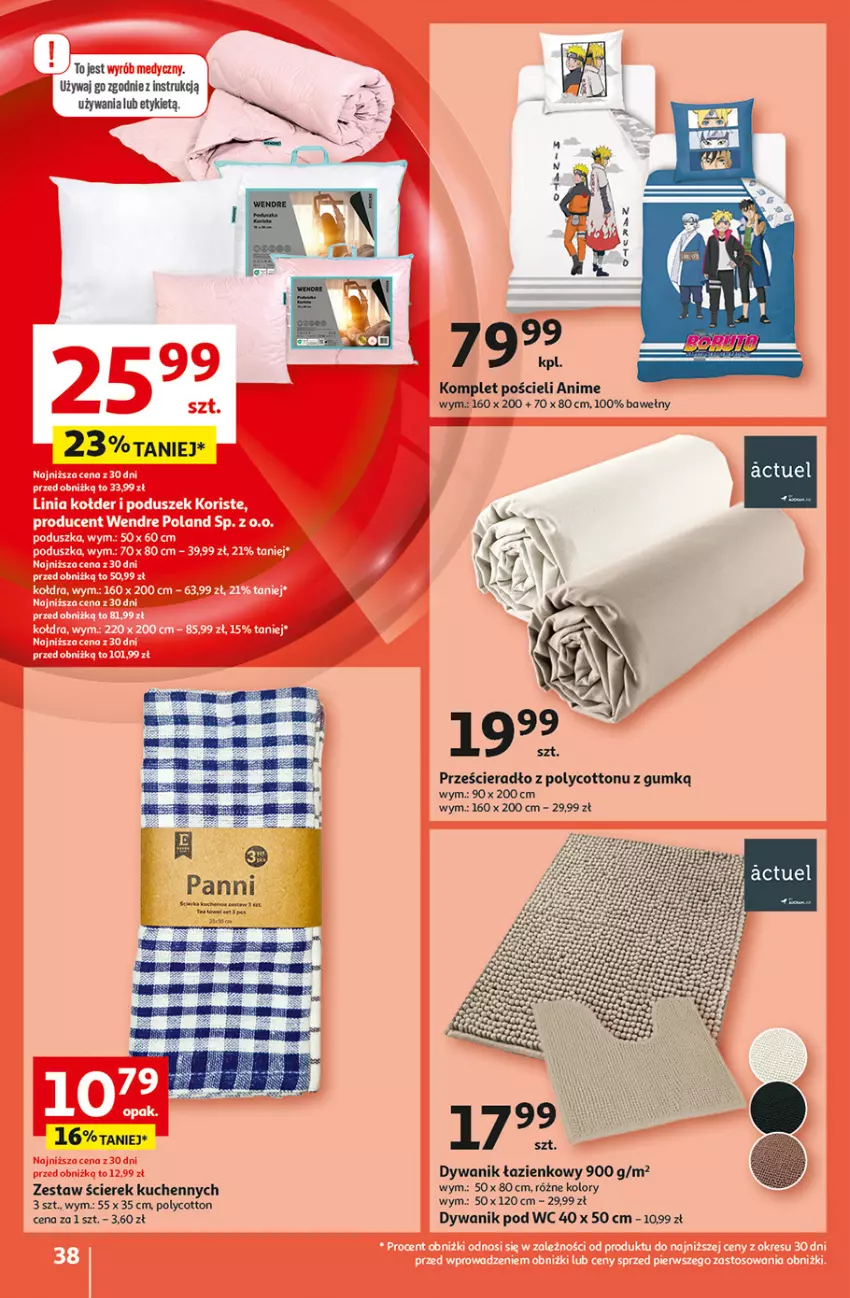 Gazetka promocyjna Auchan - Pewność Niskich Cen Hipermarket - ważna 31.10 do 06.11.2024 - strona 46 - produkty: Dywan, Dywanik, Dywanik łazienkowy, Komplet pościeli, Pościel, Prześcieradło