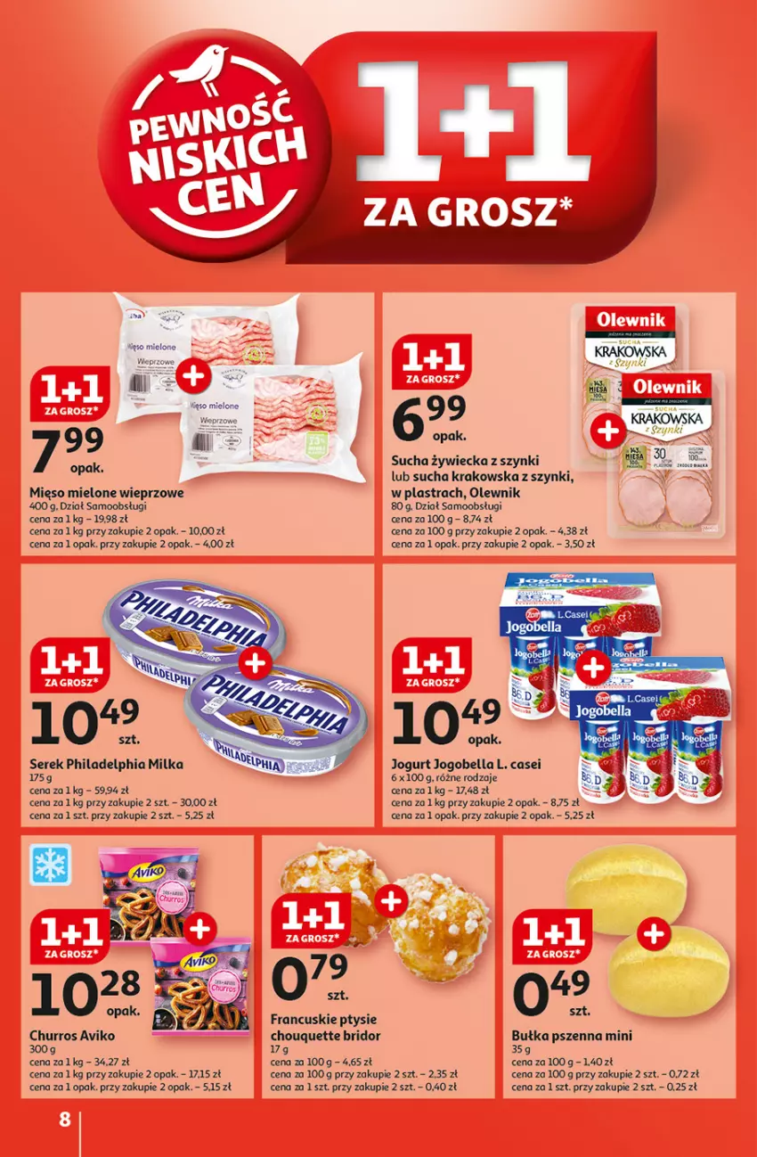 Gazetka promocyjna Auchan - Pewność Niskich Cen Hipermarket - ważna 31.10 do 06.11.2024 - strona 8 - produkty: Bell, Bella, Bułka, Jogobella, Jogurt, Milka, Olewnik, Philadelphia, Ser, Serek