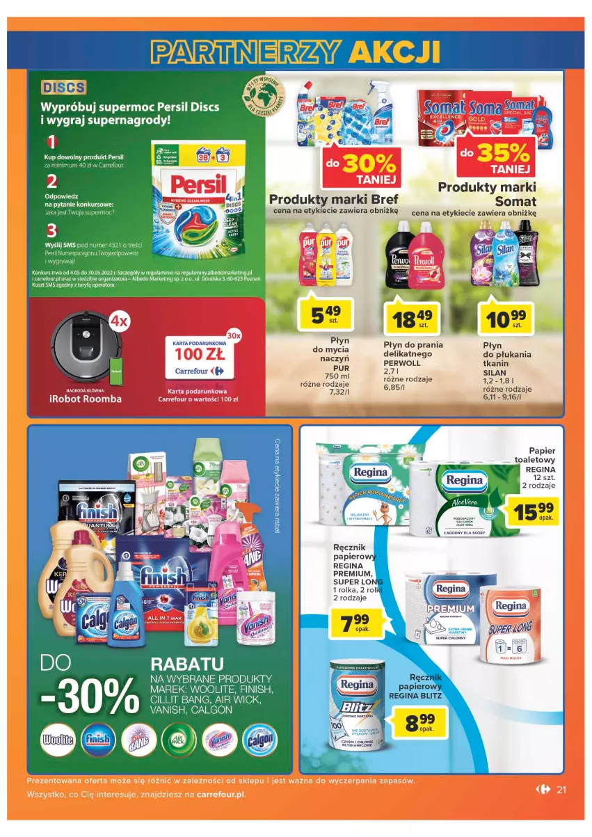 Gazetka promocyjna Carrefour - Gazetka Market - ważna 04.05 do 28.05.2022 - strona 21 - produkty: Aloe vera, Bref, Calgon, Finish, Gin, Gra, Gry, Kosz, LG, Papier, Papier toaletowy, Persil, Perwoll, Płyn do prania, Pur, Silan, Somat, Vanish, Woolite